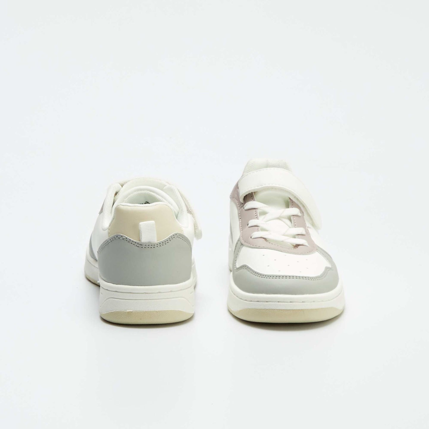 Baskets basses en simili color-block Blanc/gris