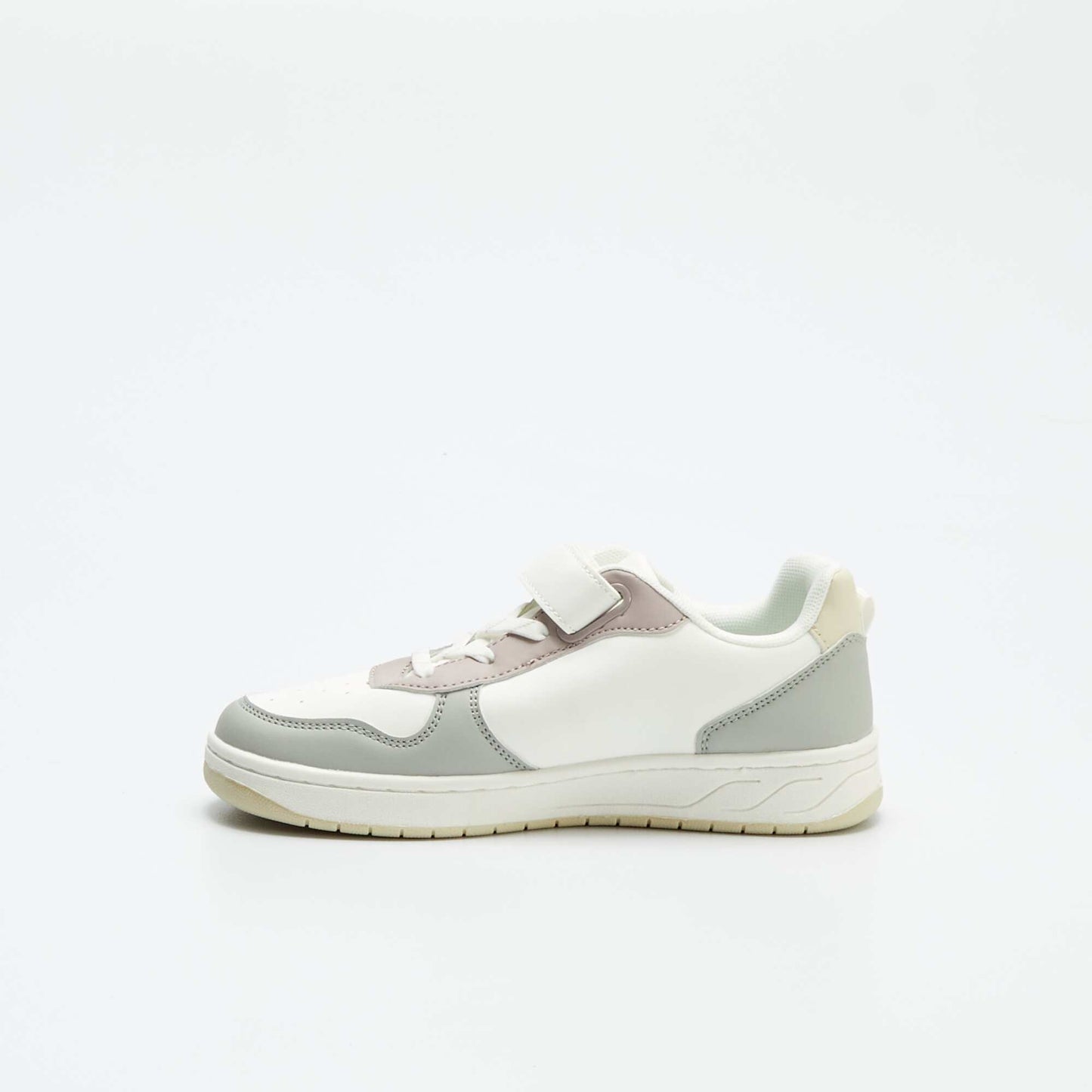 Baskets basses en simili color-block Blanc/gris