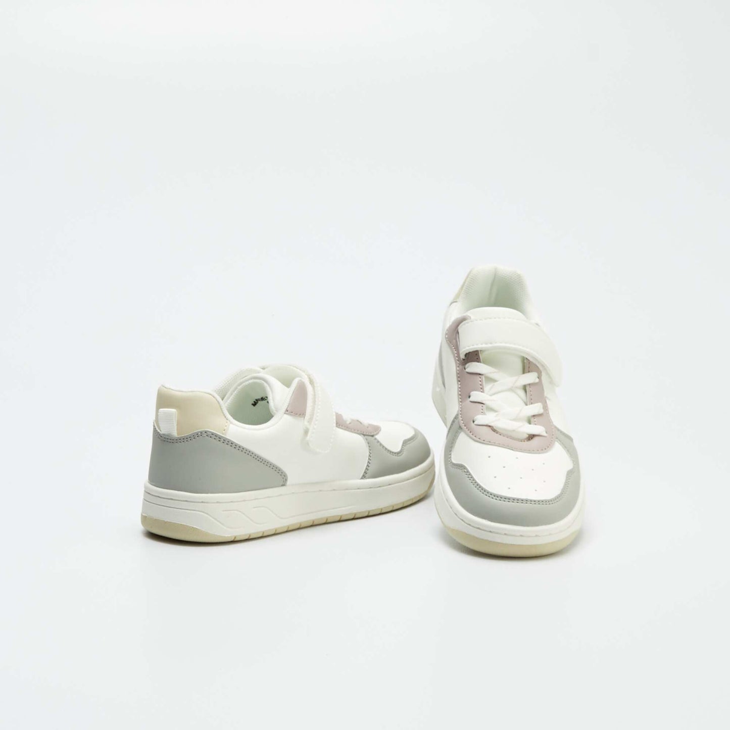 Baskets basses en simili color-block Blanc/gris