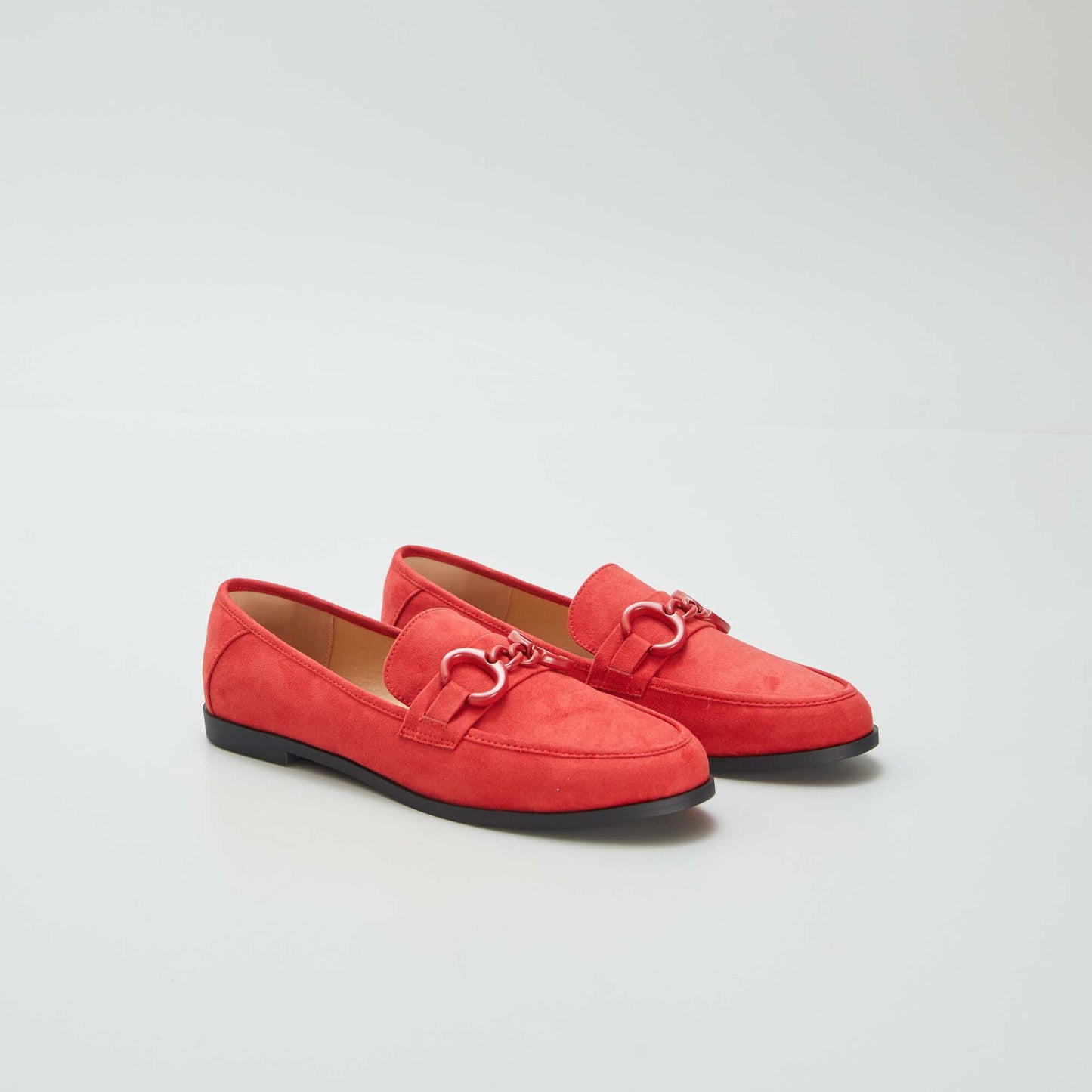 Mocassins à boucle en suédine Rouge