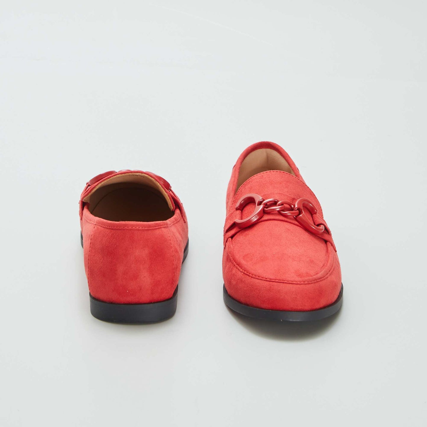 Mocassins à boucle en suédine Rouge