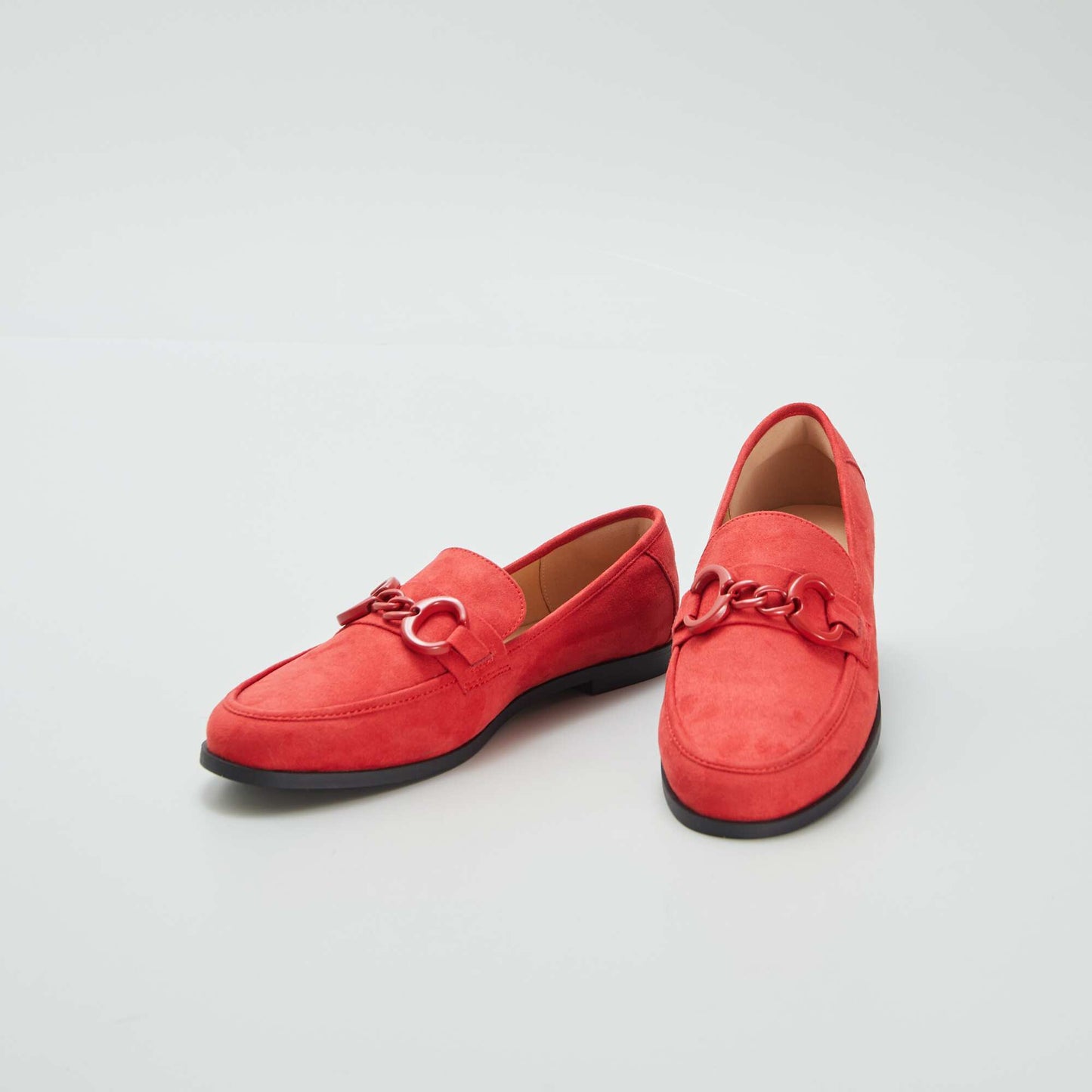 Mocassins à boucle en suédine Rouge