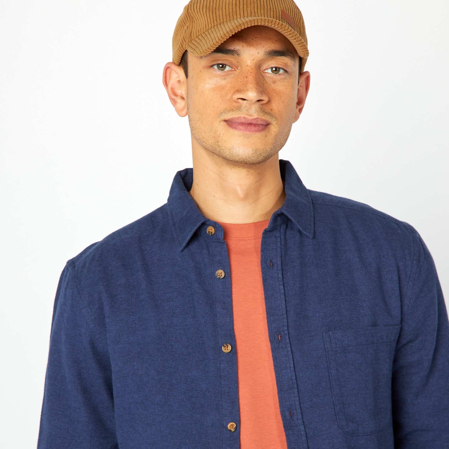 Chemise en flanelle avec poches poitrine BLEU