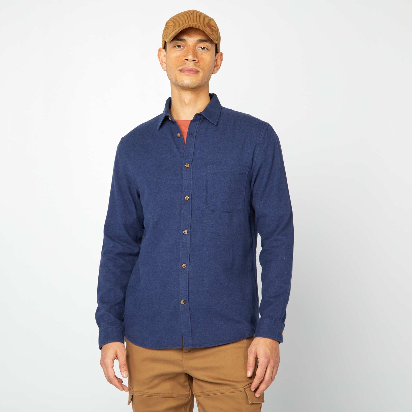 Chemise en flanelle avec poches poitrine BLEU