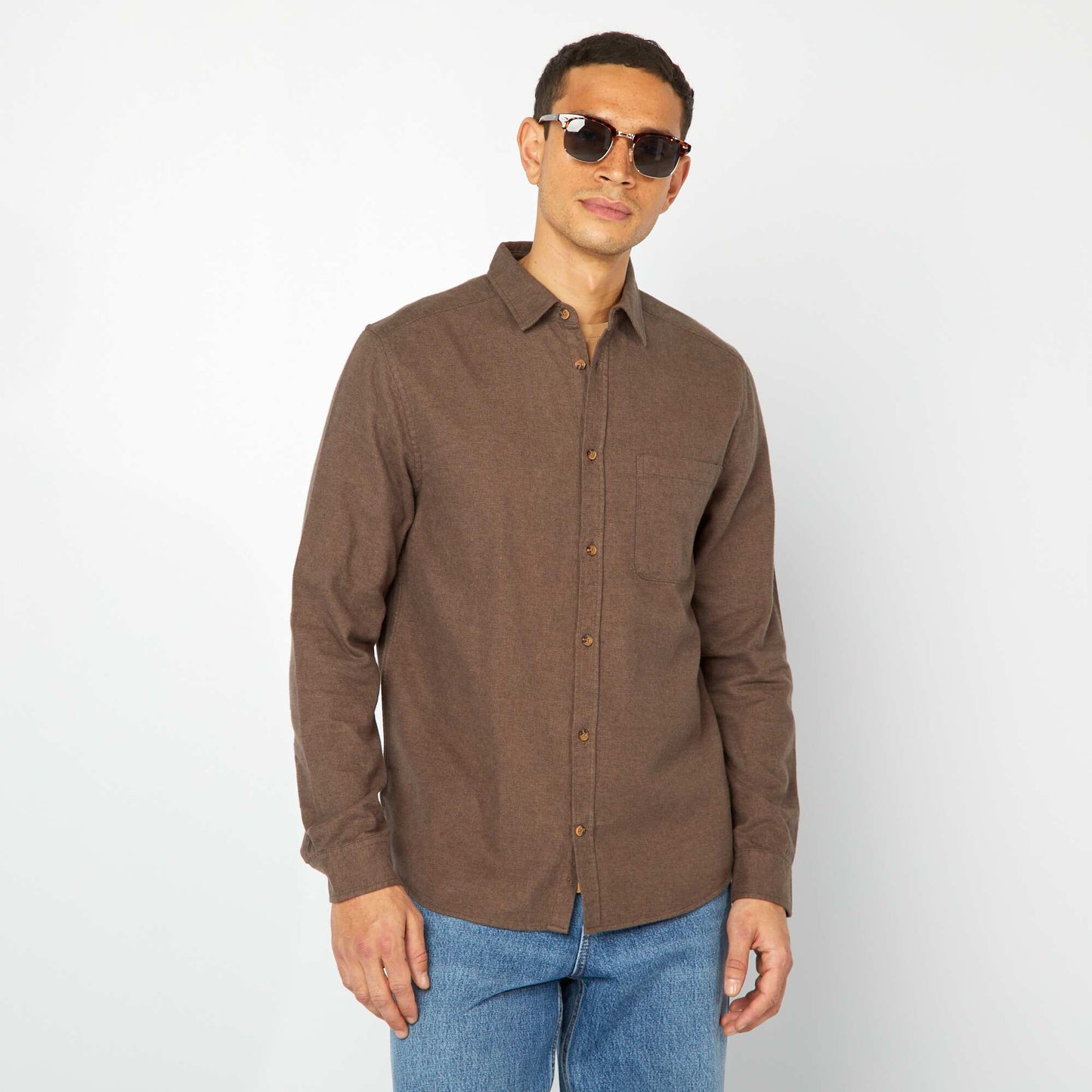 Chemise en flanelle avec poches poitrine MARRON