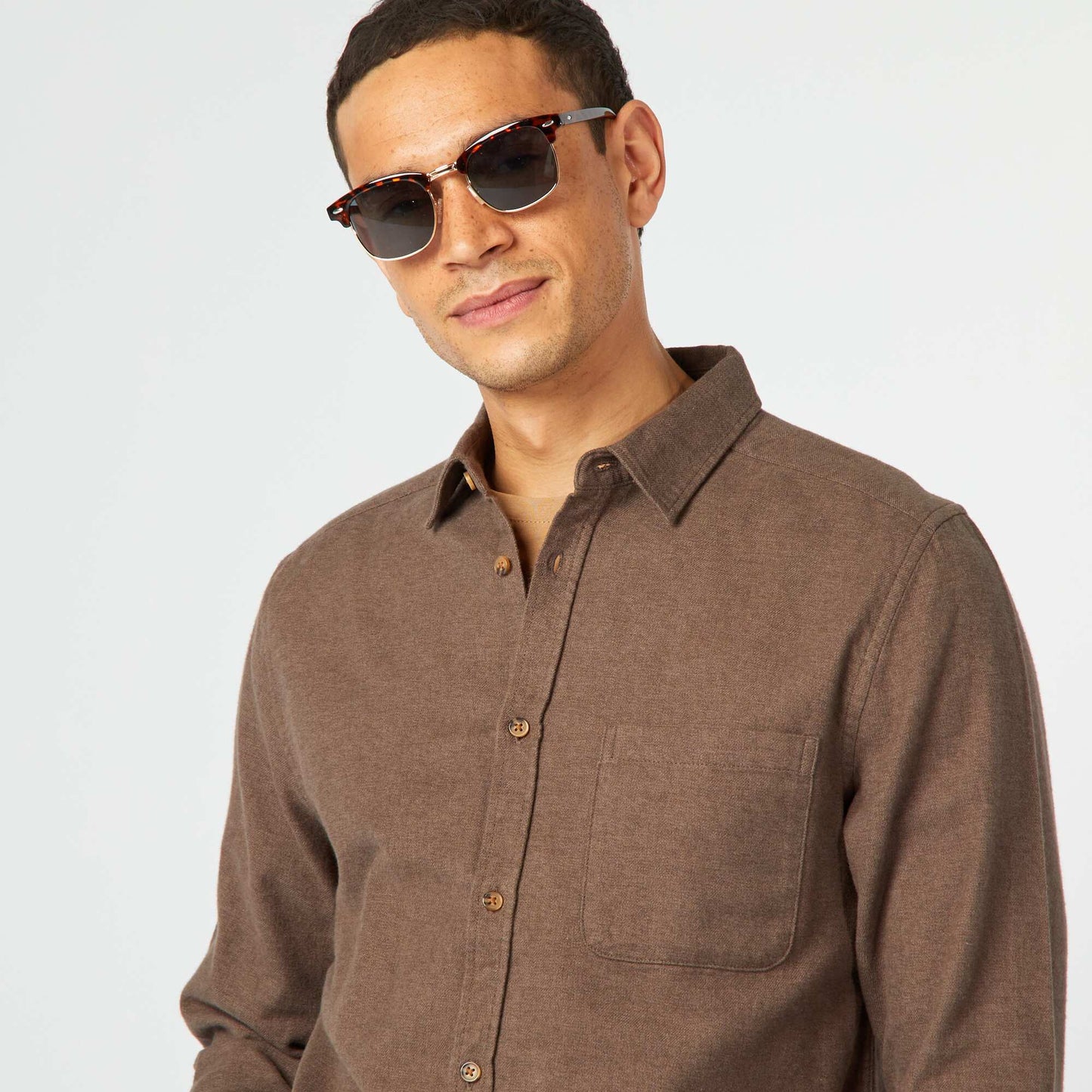 Chemise en flanelle avec poches poitrine MARRON