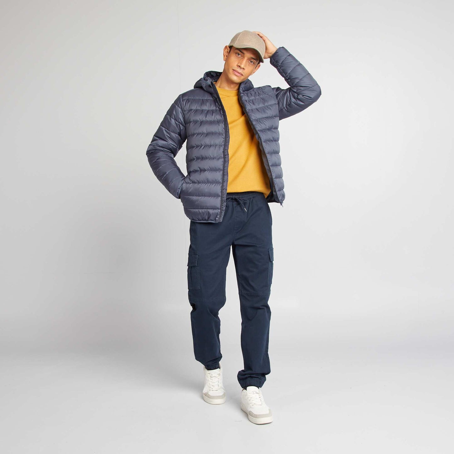 Pull col en maille fine jauge Moutarde