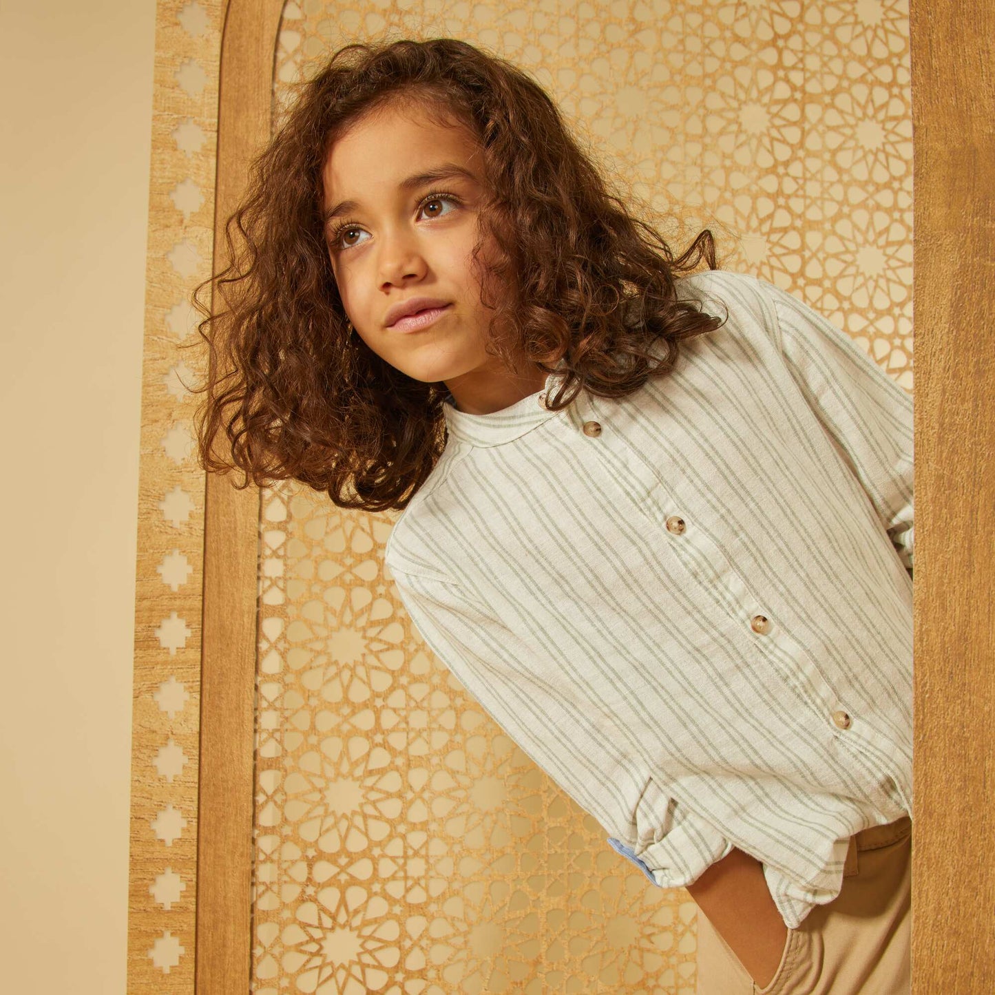 Chemise en lin mélangé BLANC VERT