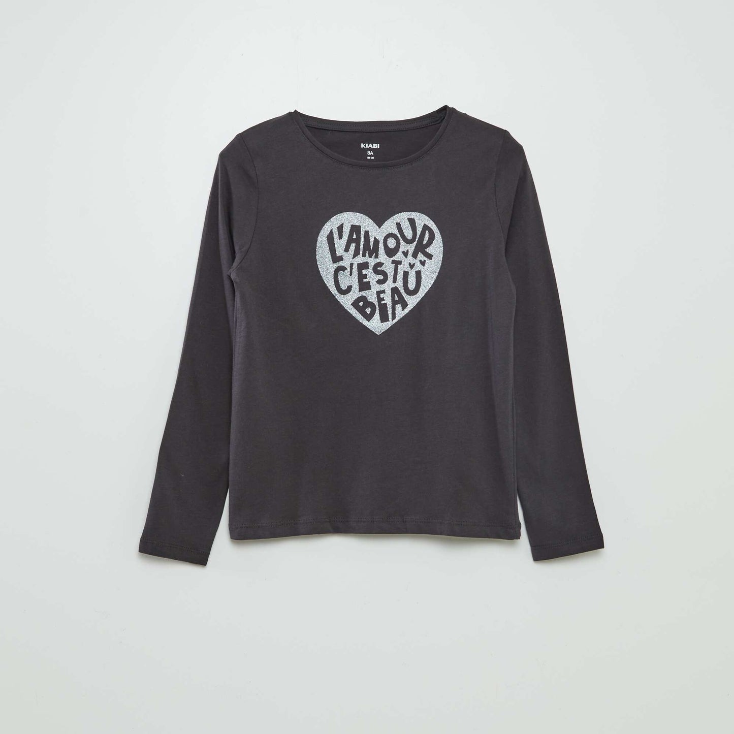 T-shirt manches longues imprimé Gris