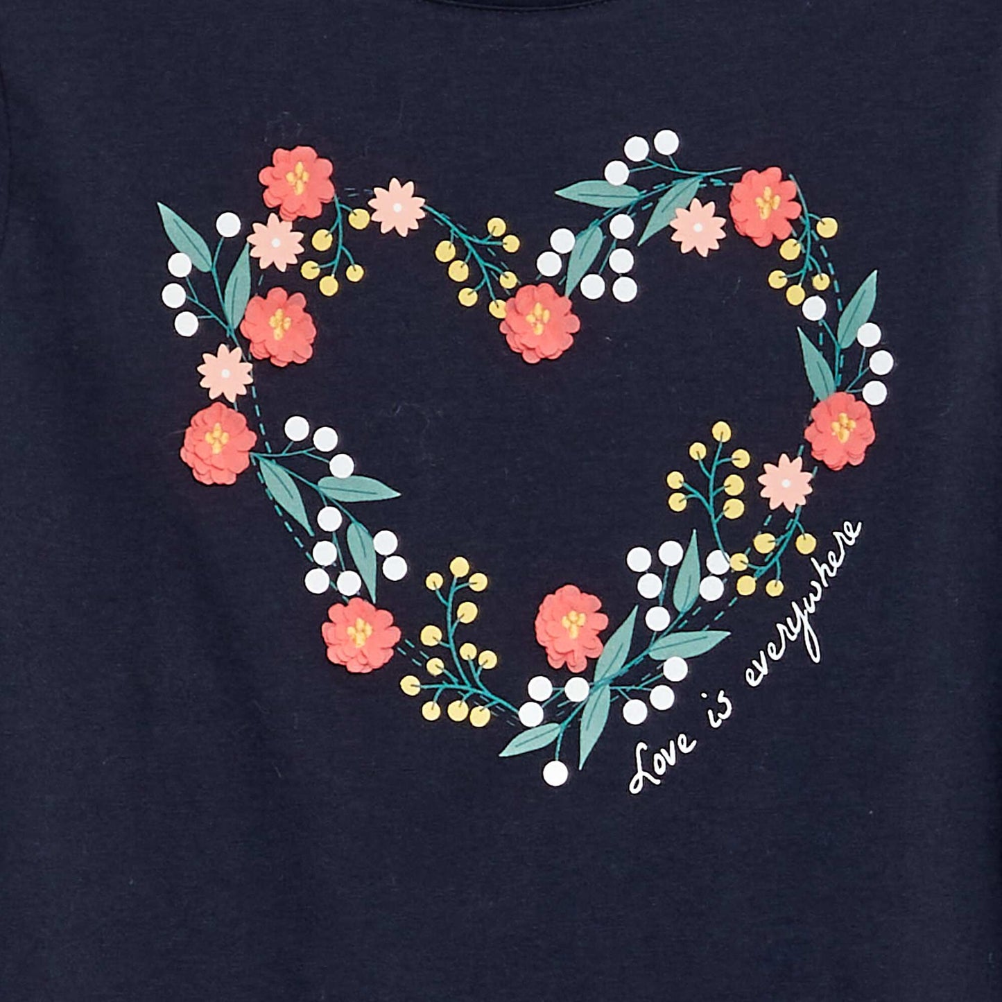 T-shirt manches longues en jersey imprimé + reliefs fantaisies Bleu