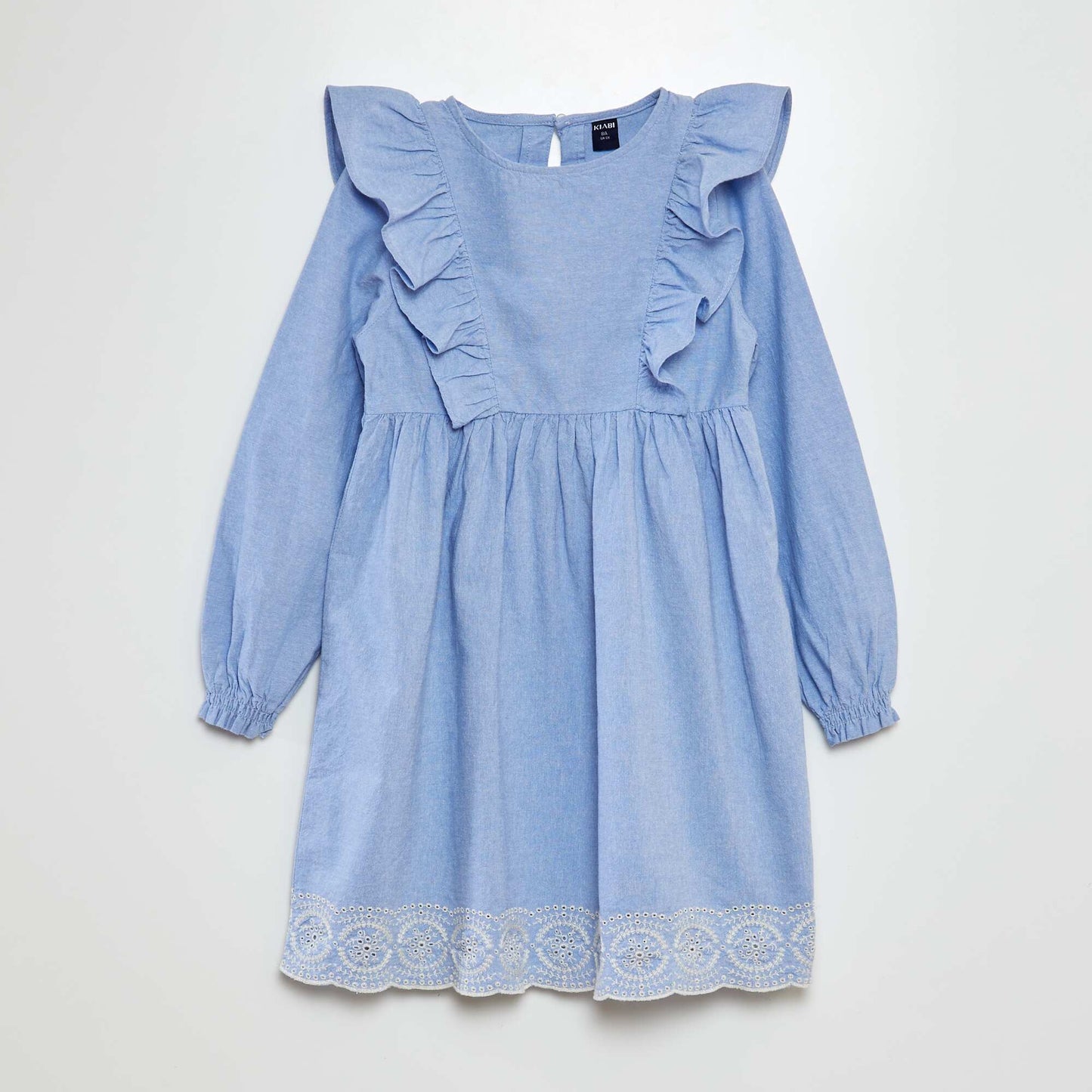 Robe avec volants et broderies BLEU