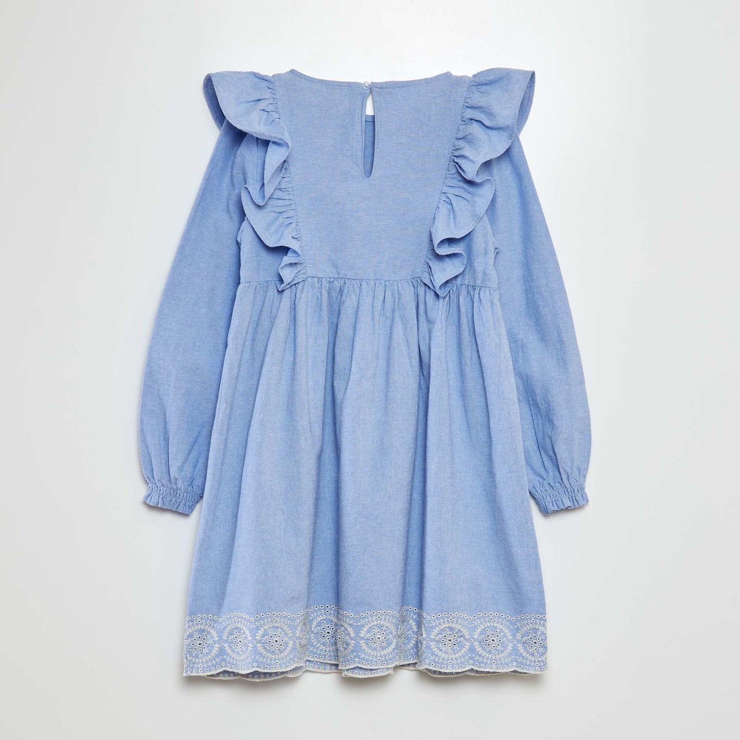 Robe avec volants et broderies BLEU