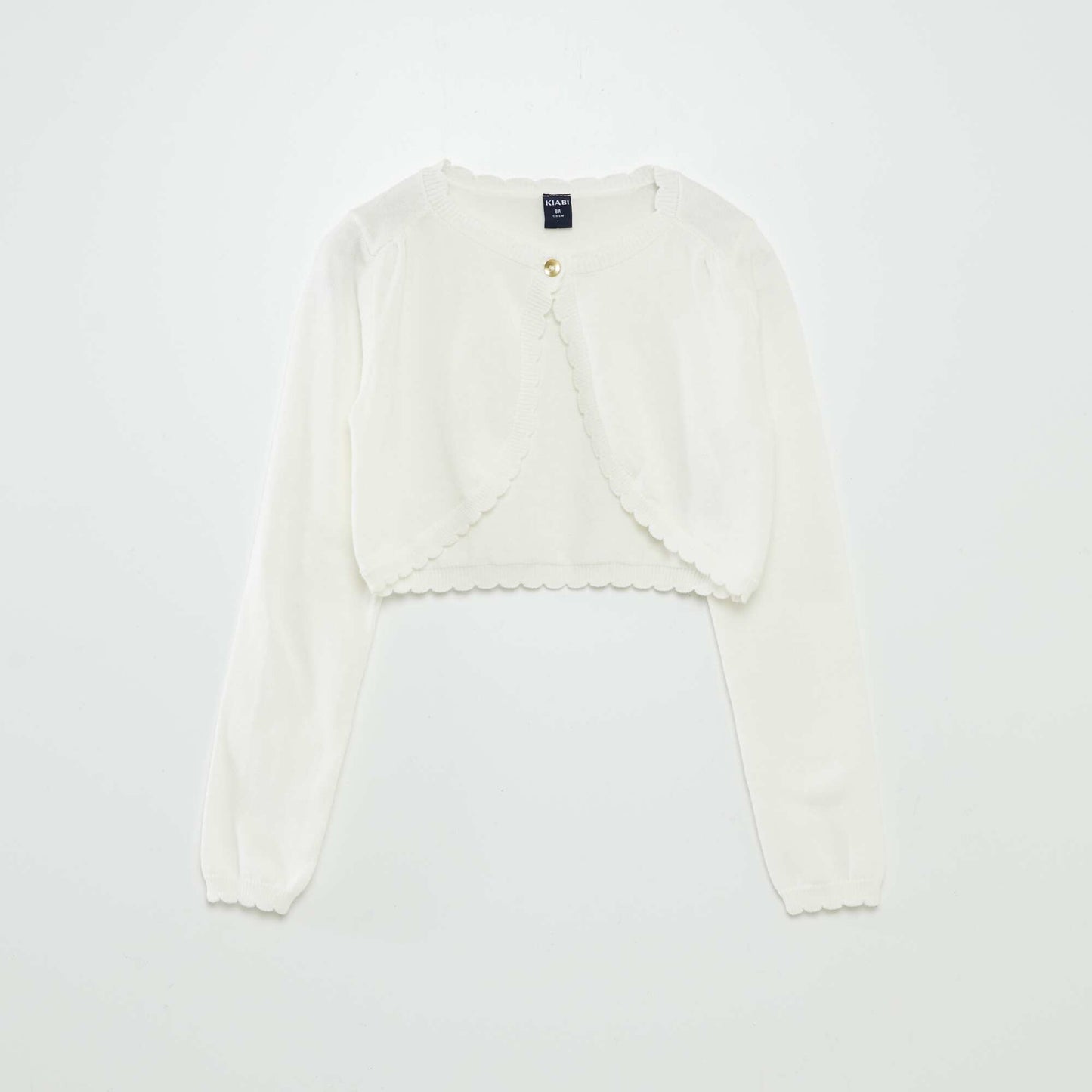 Gilet en maille fantaisie 1 bouton BLANC