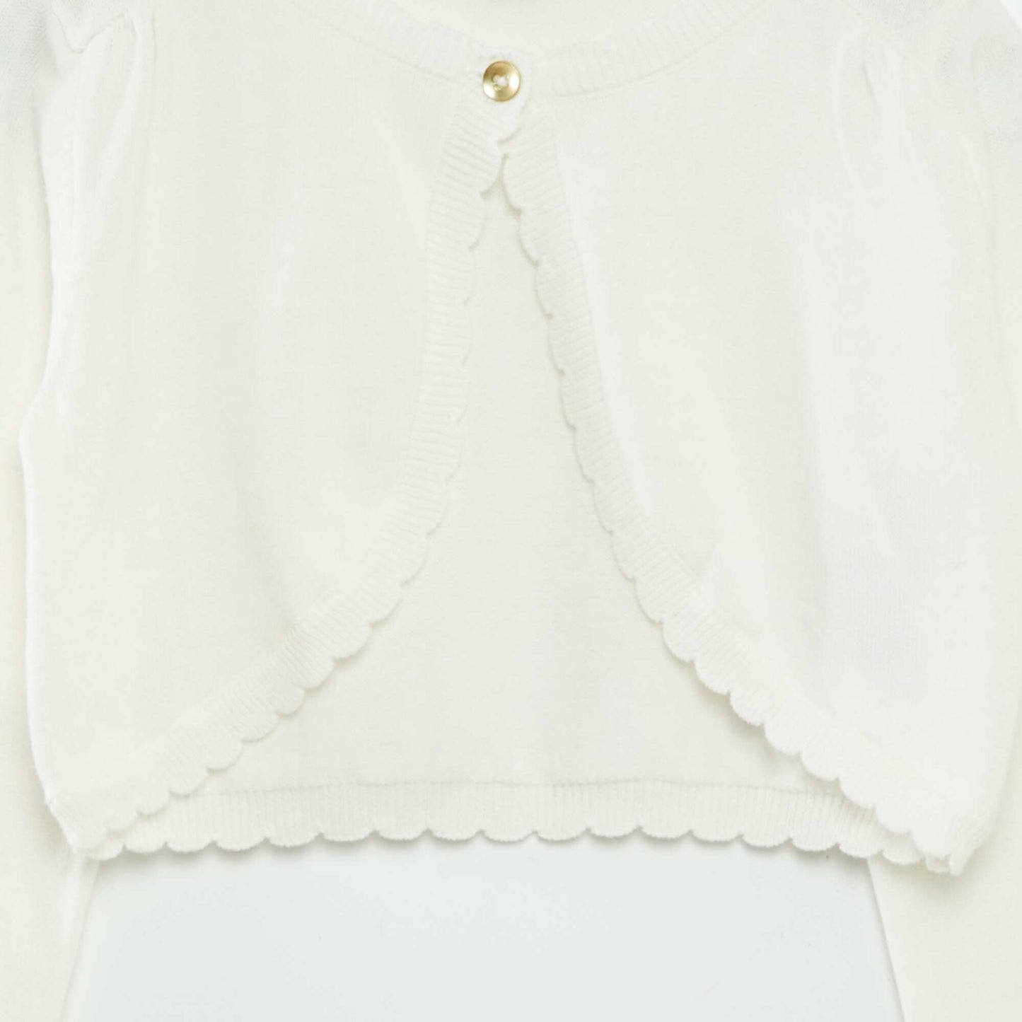 Gilet en maille fantaisie 1 bouton BLANC