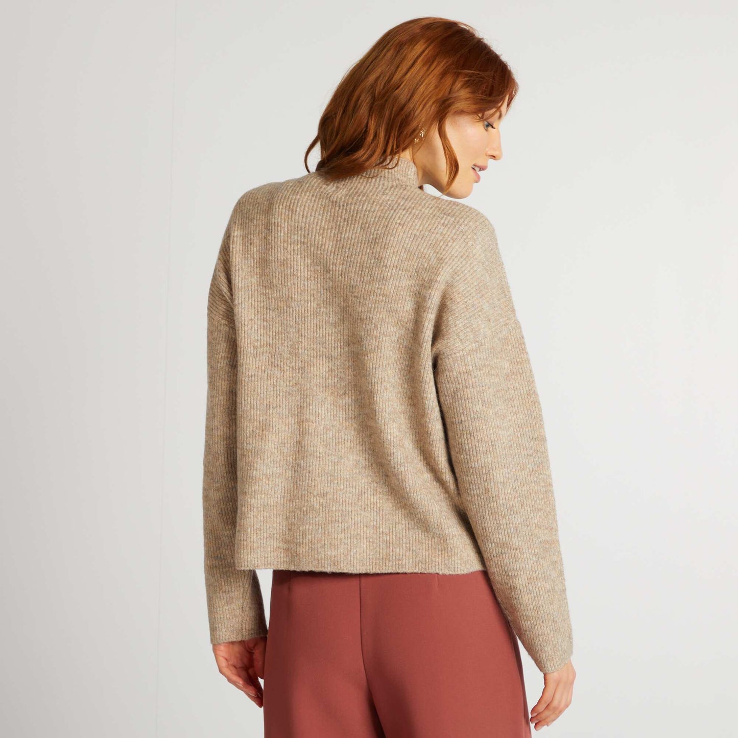 Pull en laine mélangée Beige