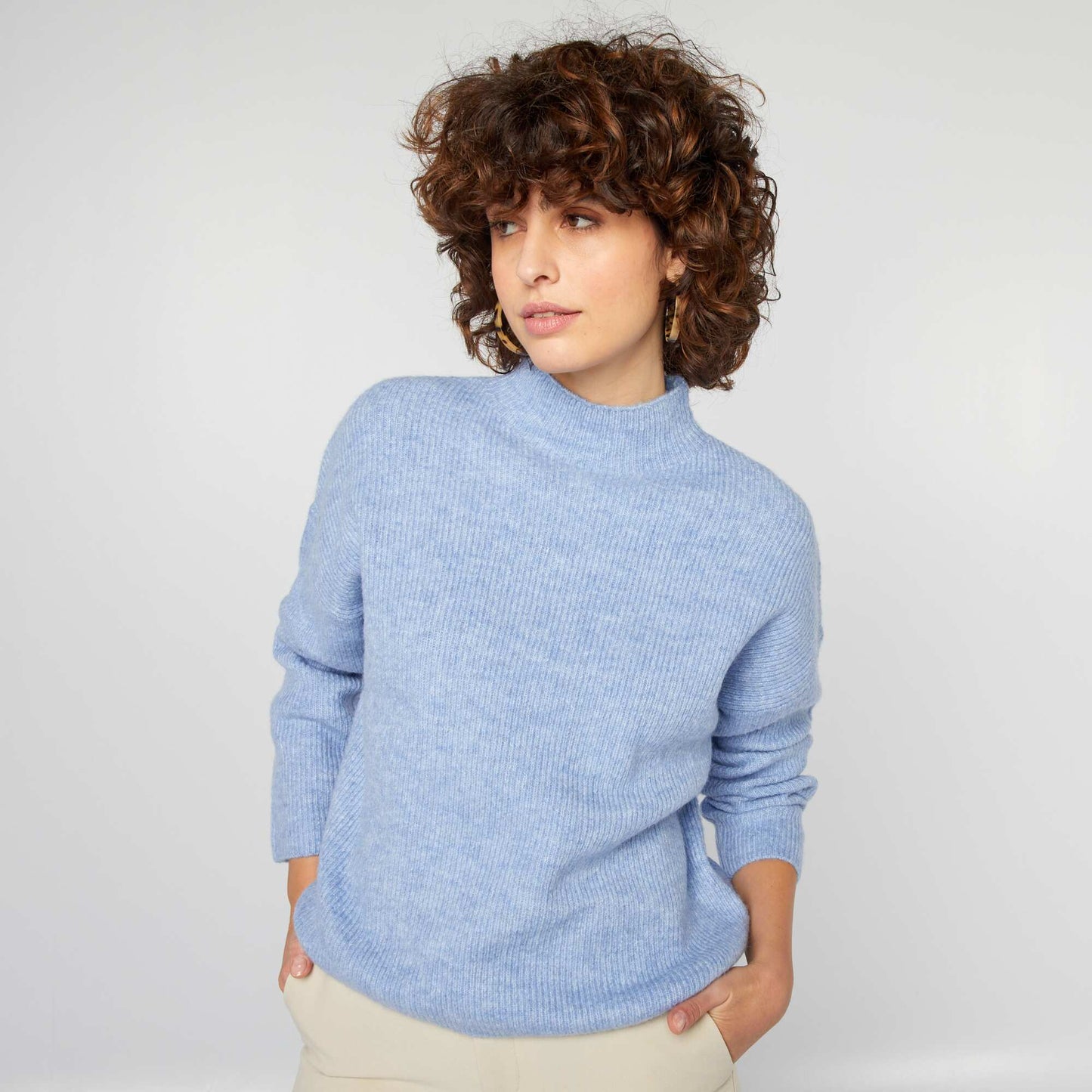 Pull en laine mélangée Bleu