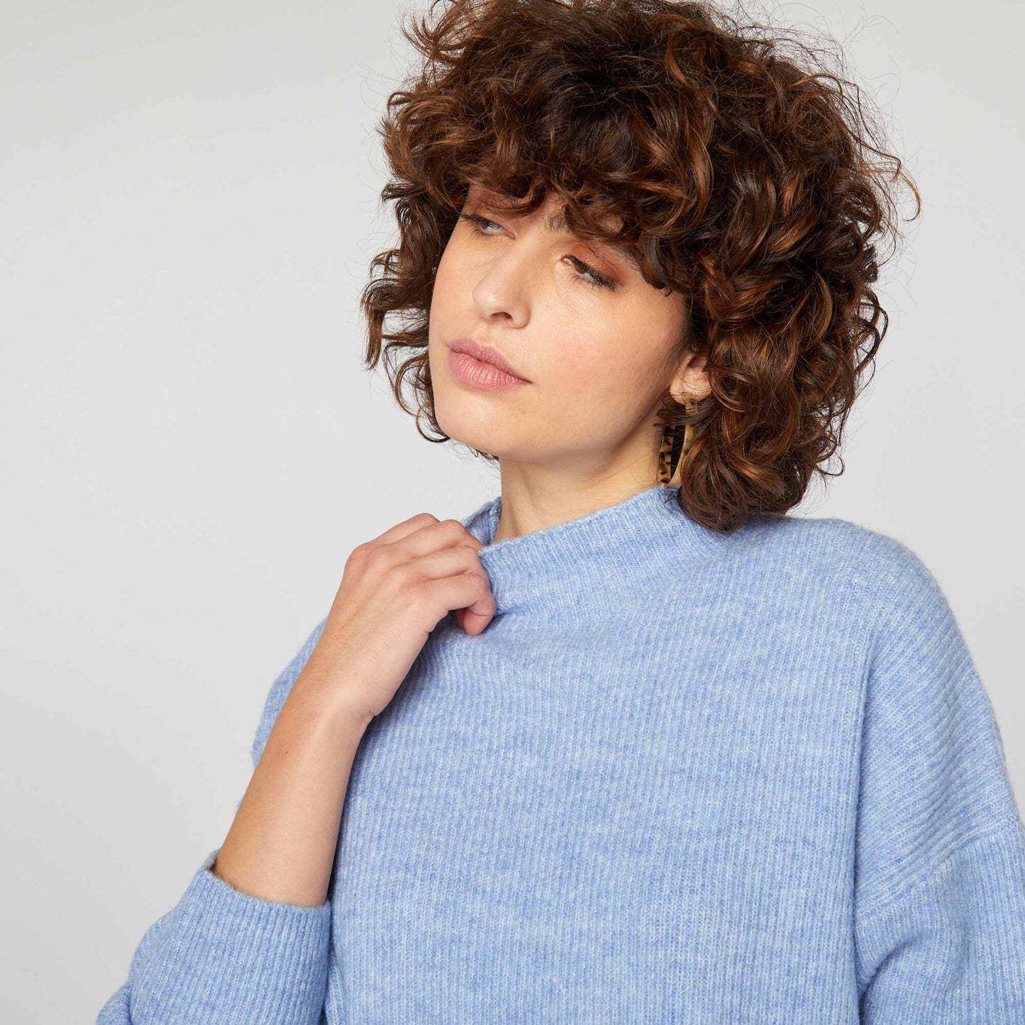 Pull en laine mélangée Bleu