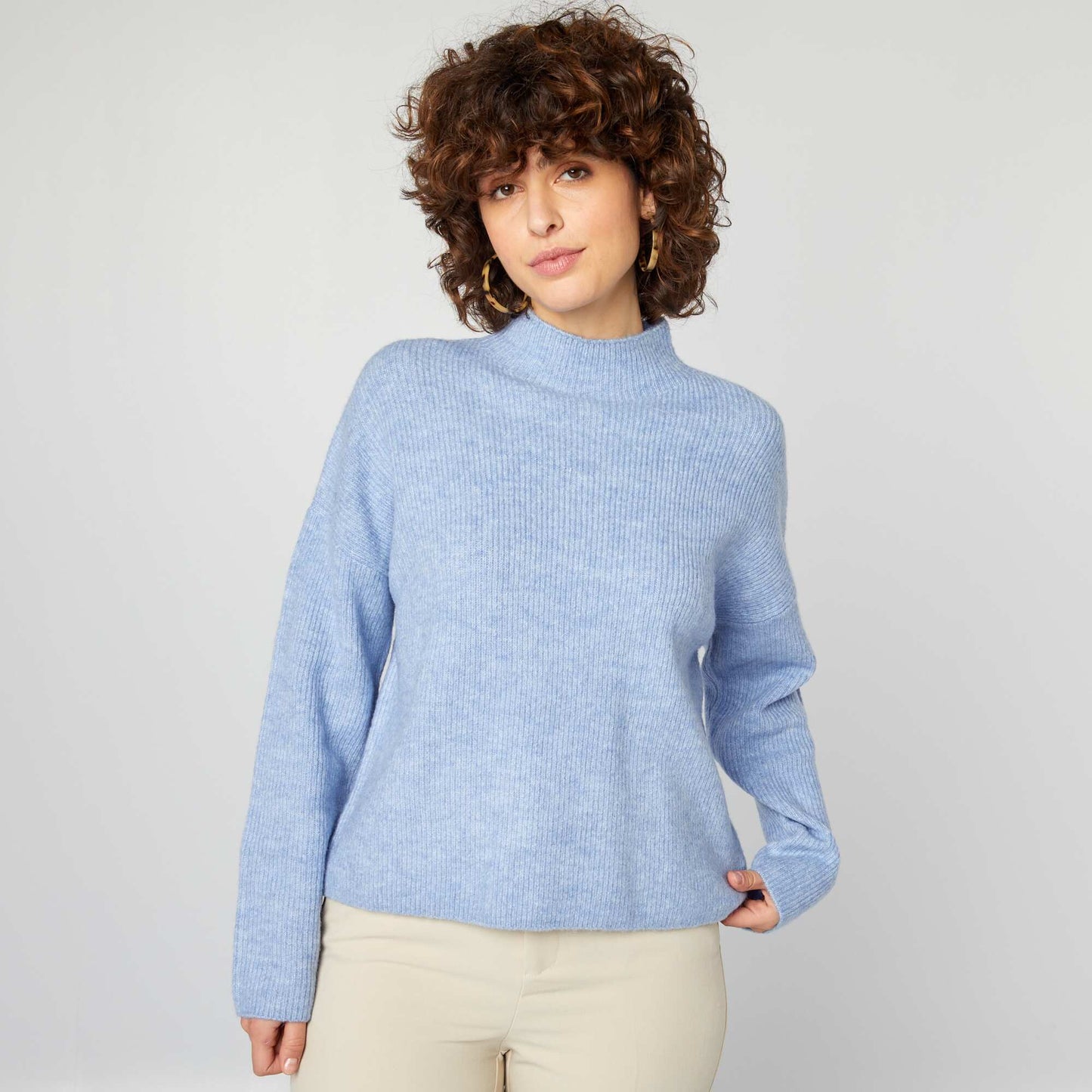 Pull en laine mélangée Bleu