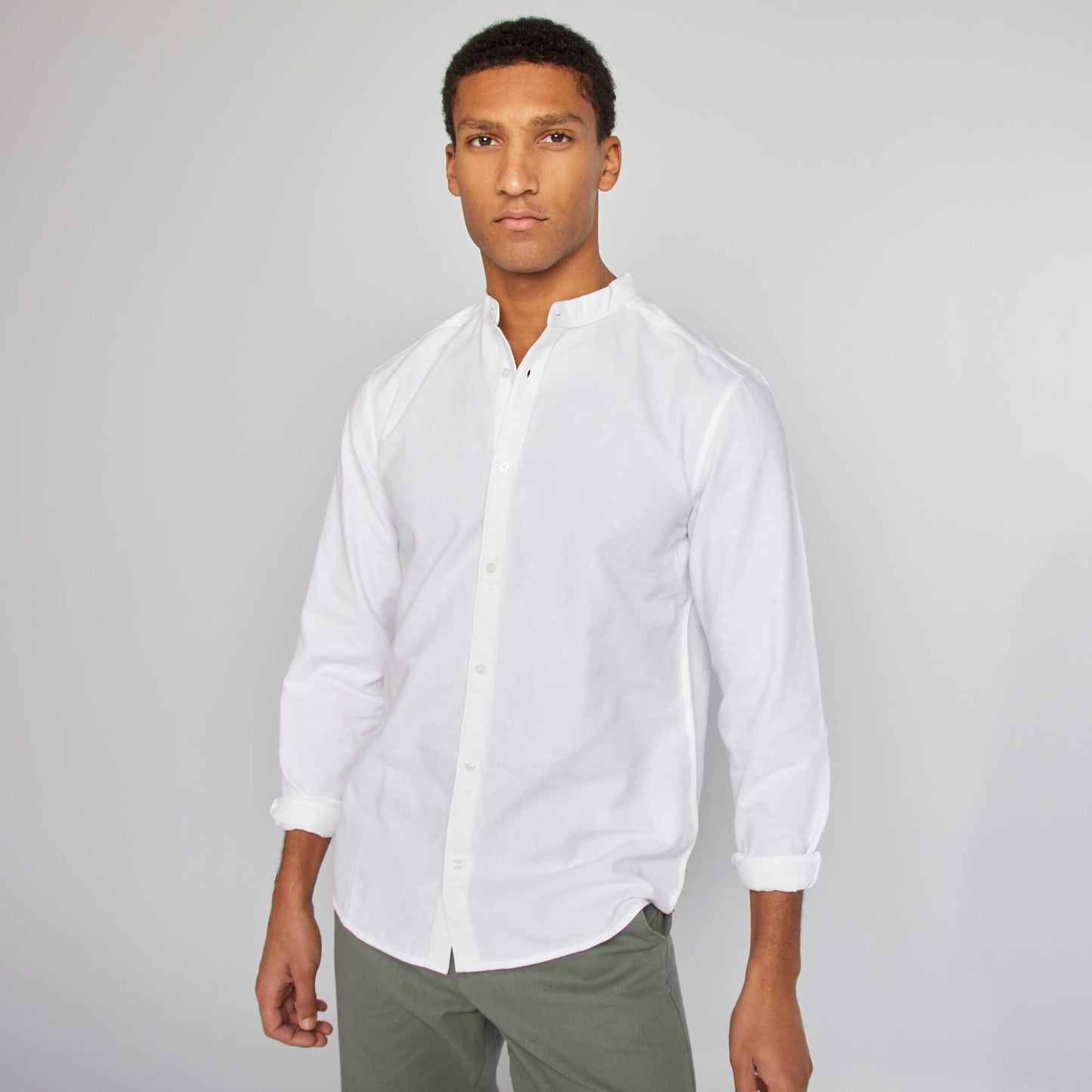 Chemise Oxford avec col mao Blanc