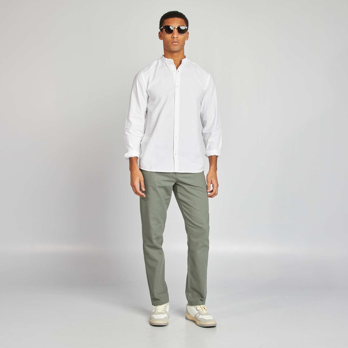 Chemise Oxford avec col mao Blanc