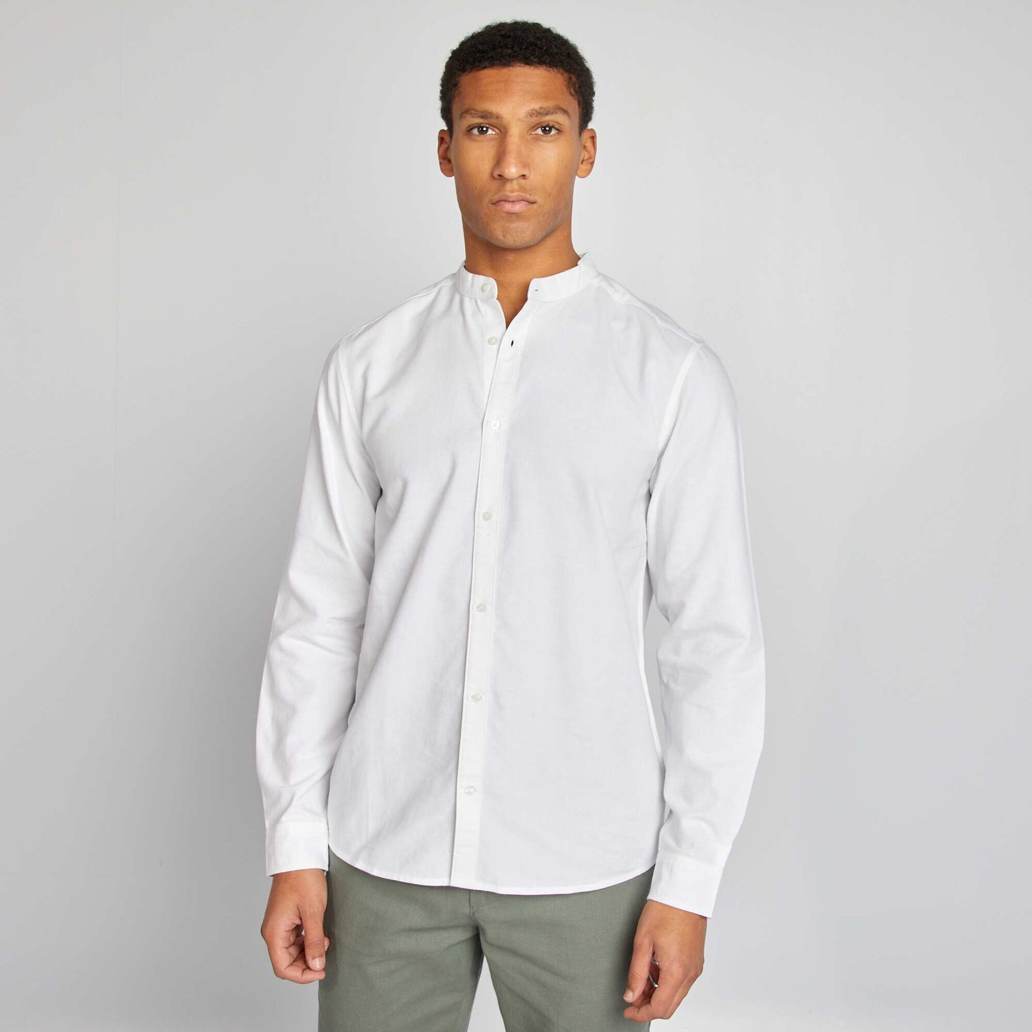 Chemise Oxford avec col mao Blanc
