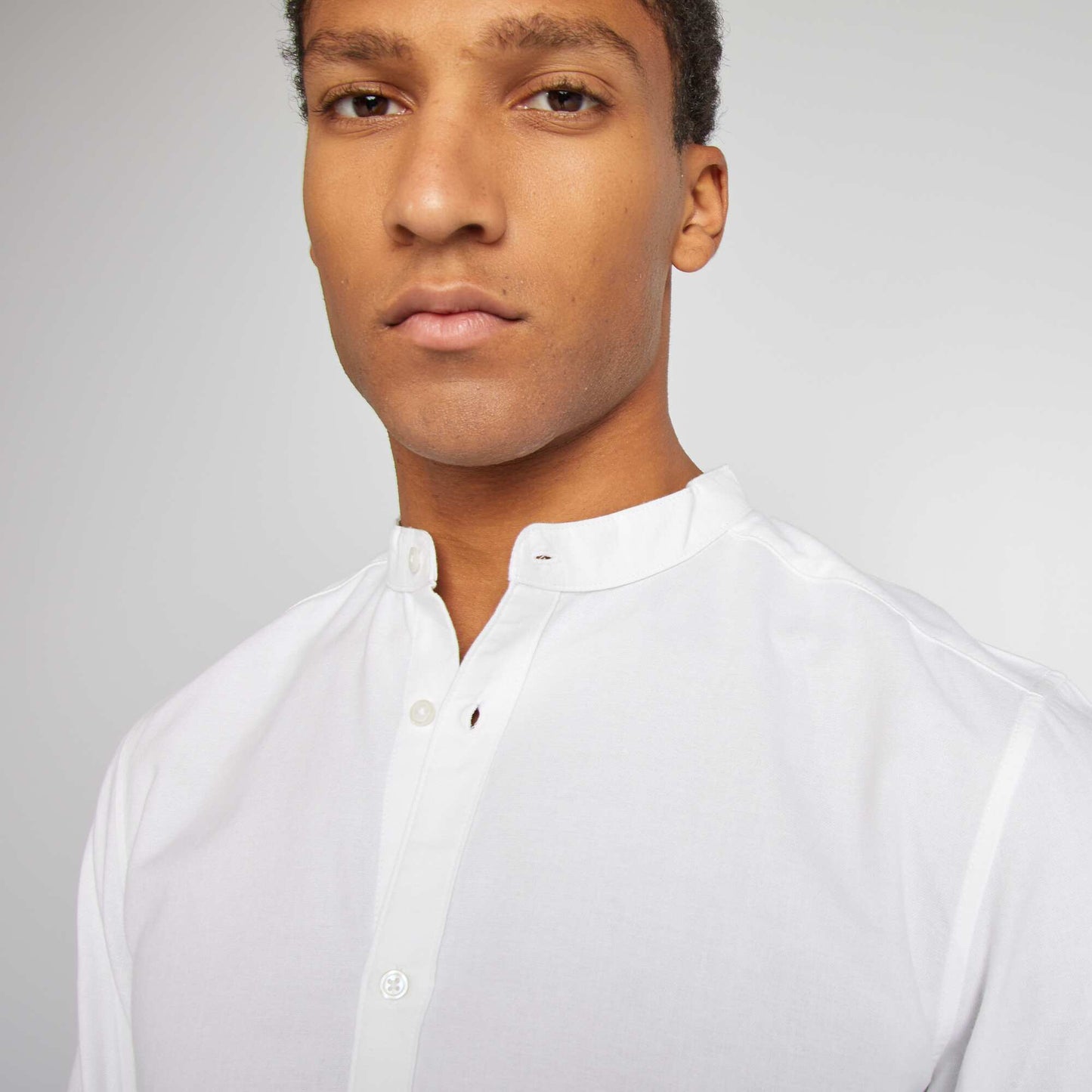 Chemise Oxford avec col mao Blanc