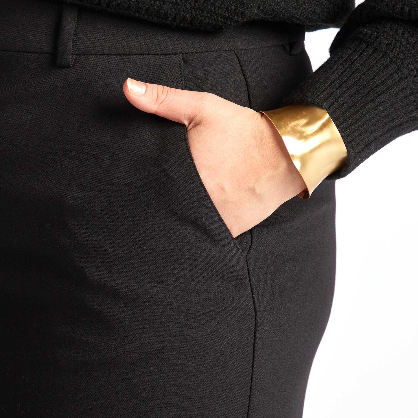 Jupe midi avec fente NOIR