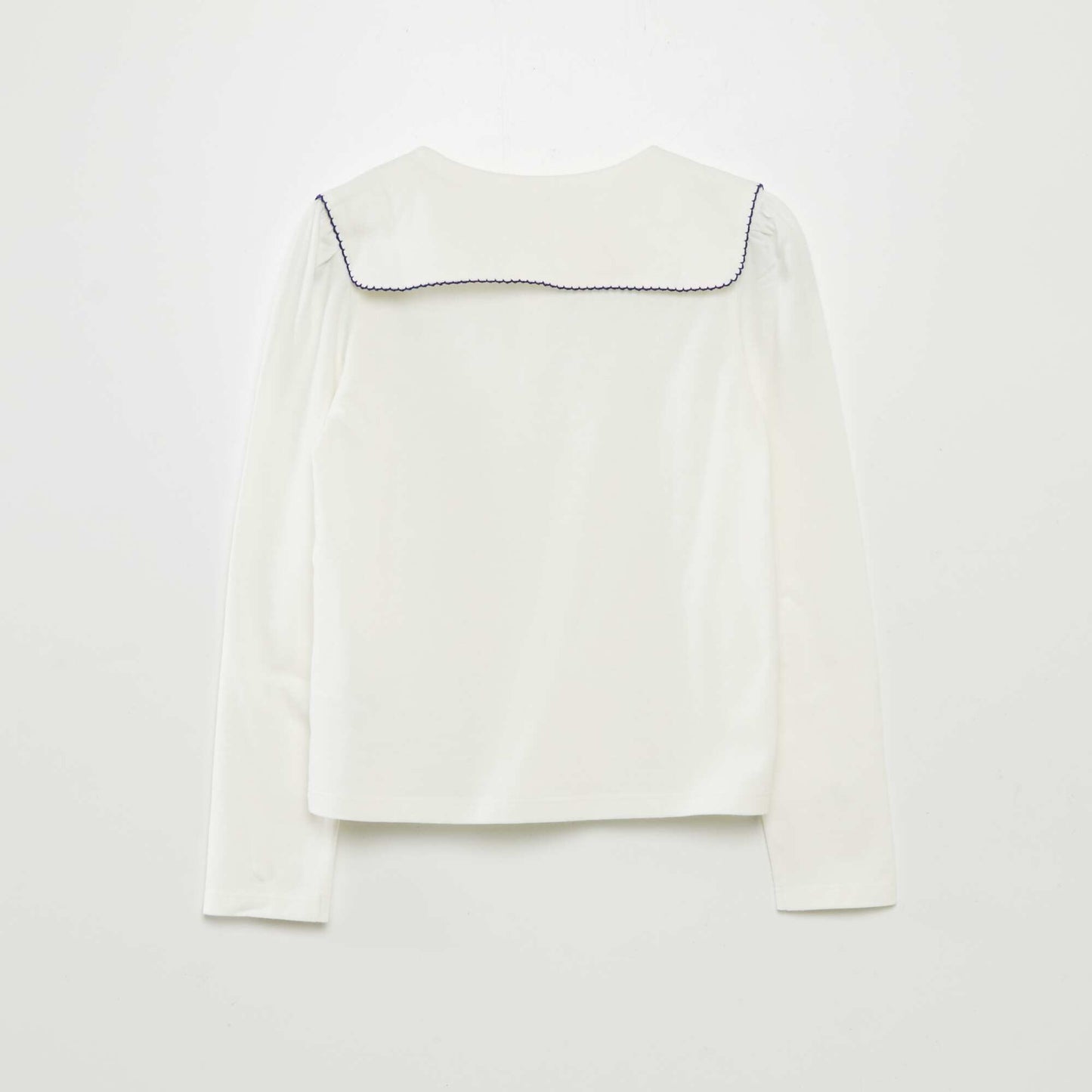 Tee-shirt avec col claudine carré Blanc