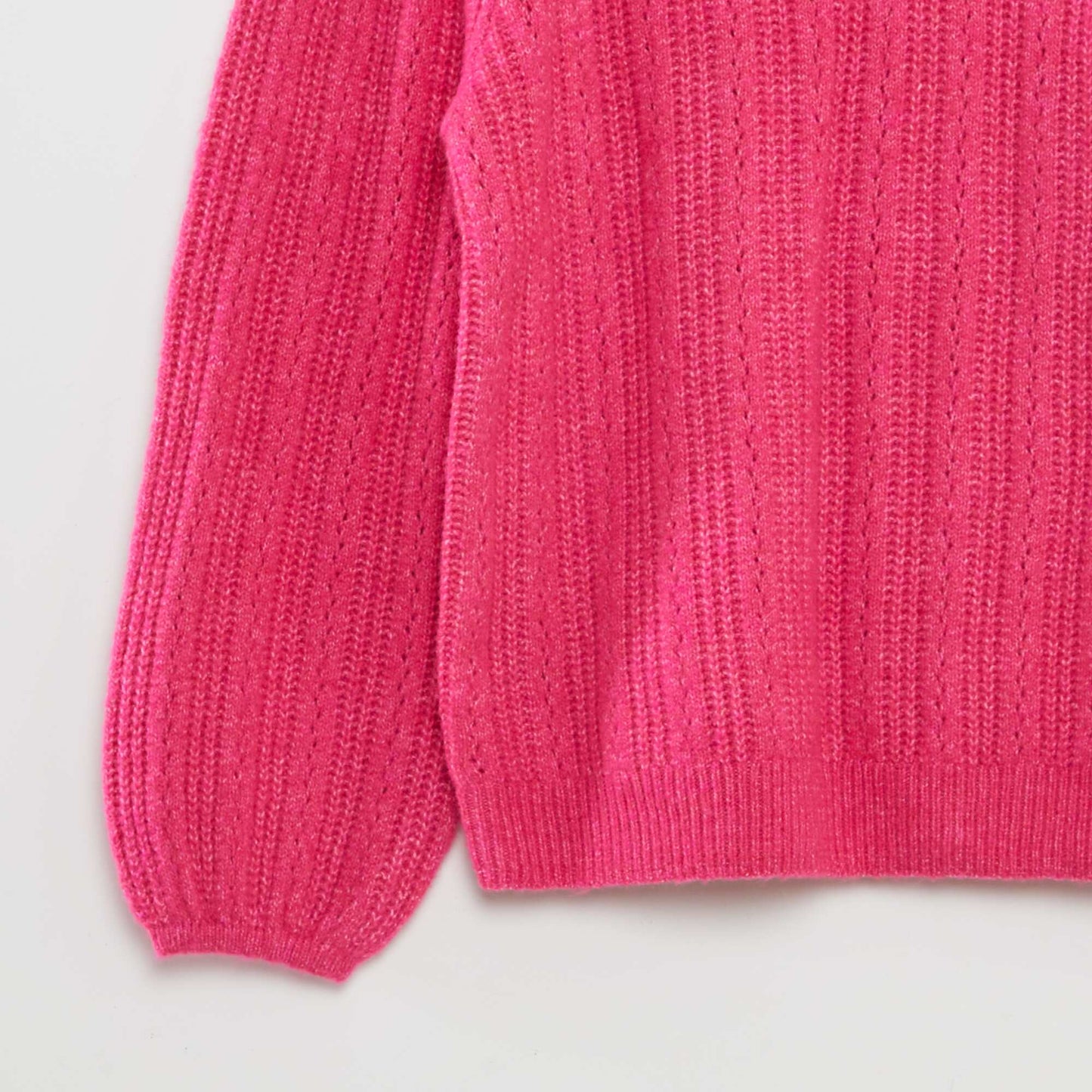 Pull en maille doudou fantaisie rose