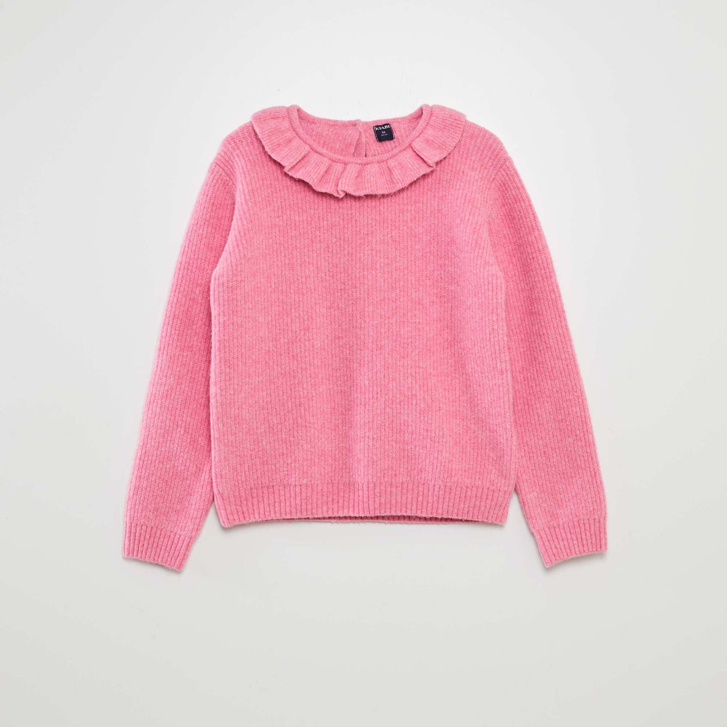 Pull en maille doudou avec froufrou Rose