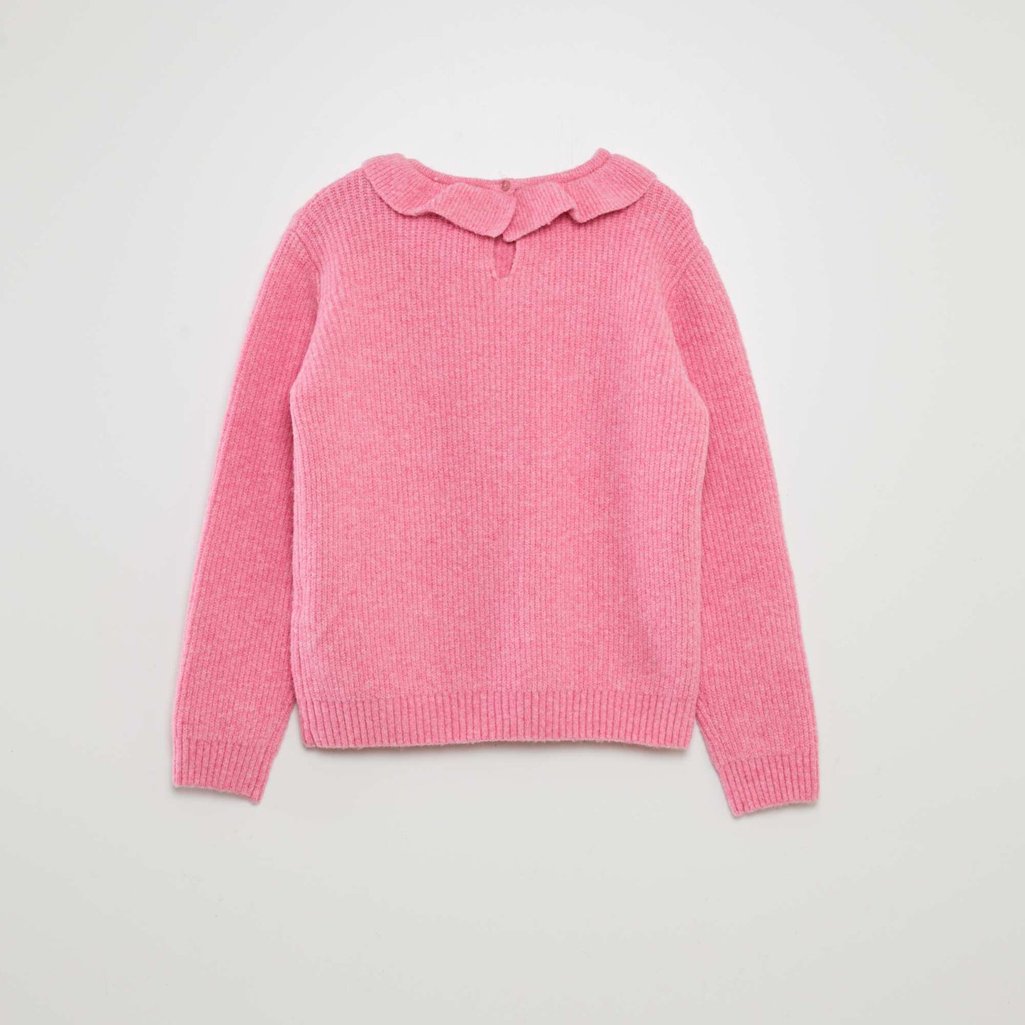 Pull en maille doudou avec froufrou Rose