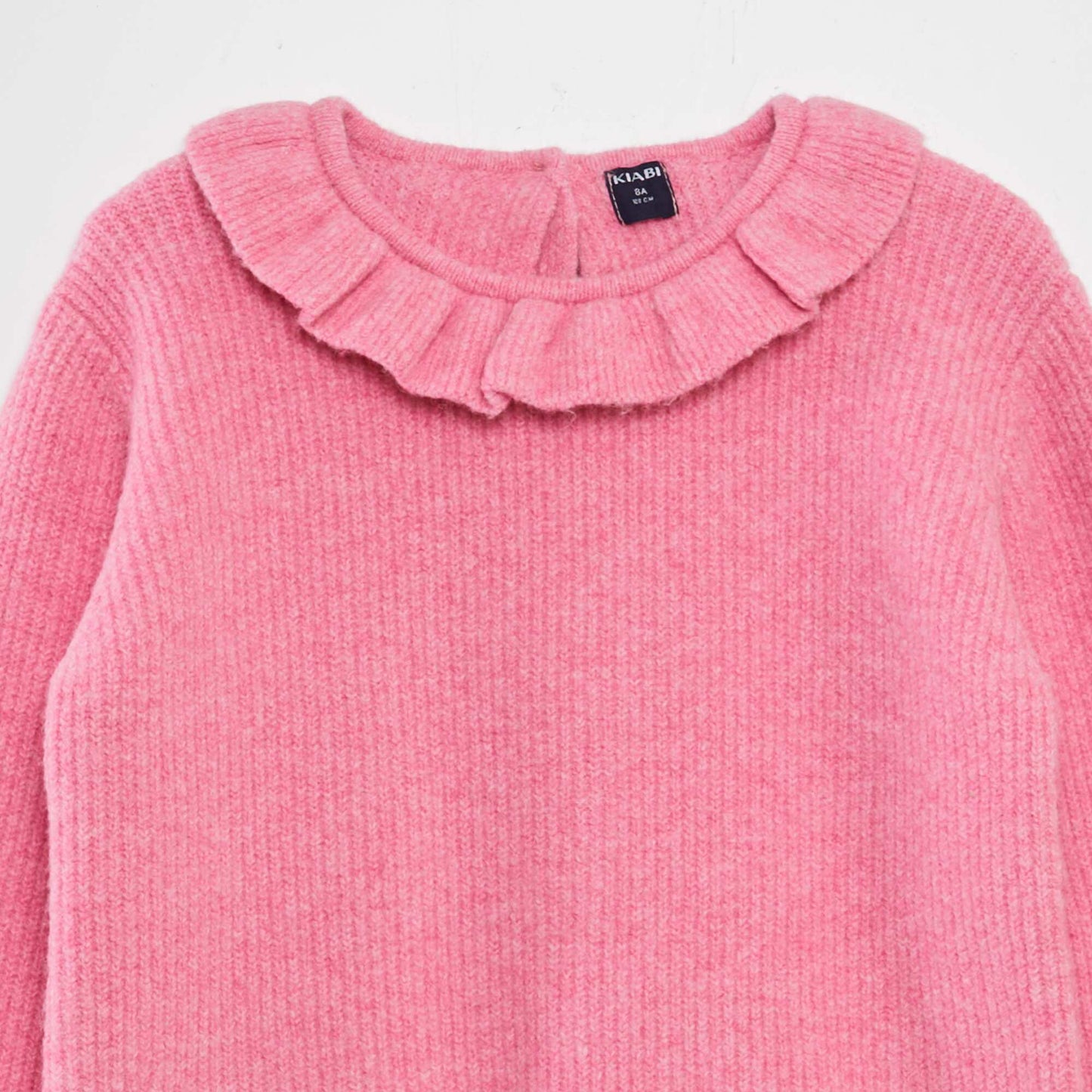 Pull en maille doudou avec froufrou Rose
