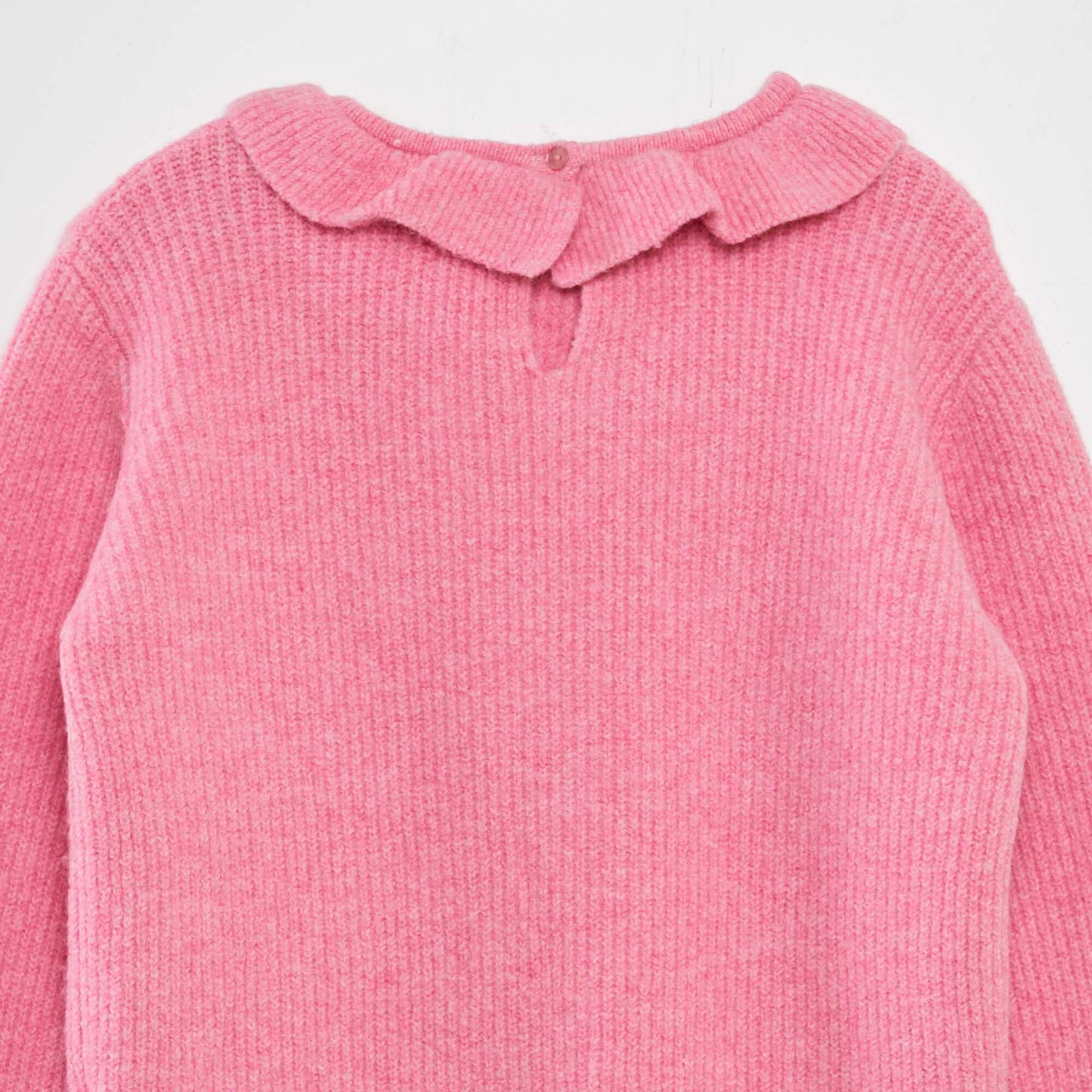 Pull en maille doudou avec froufrou Rose