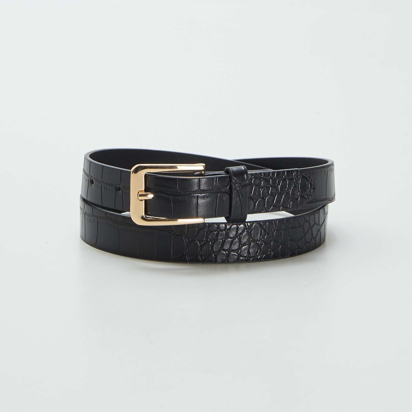Ceinture fine imprimé léopard Noir