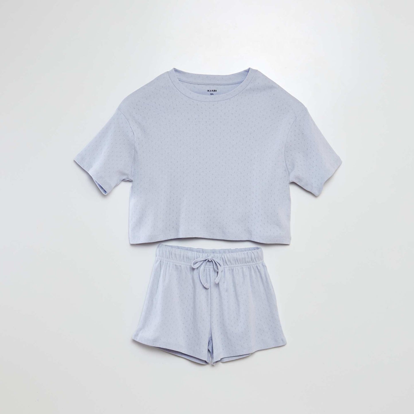 Pyjama long t-shirt + pantlon en pointlelle BLEU