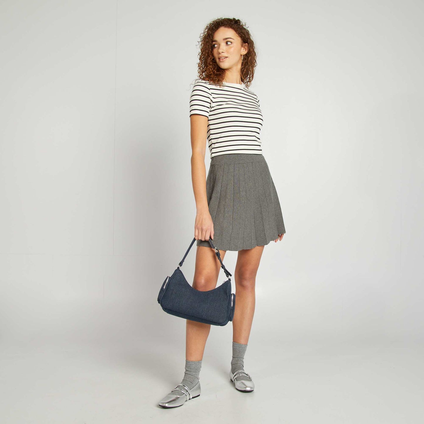 T-shirt marinière en coton stretch BLANC