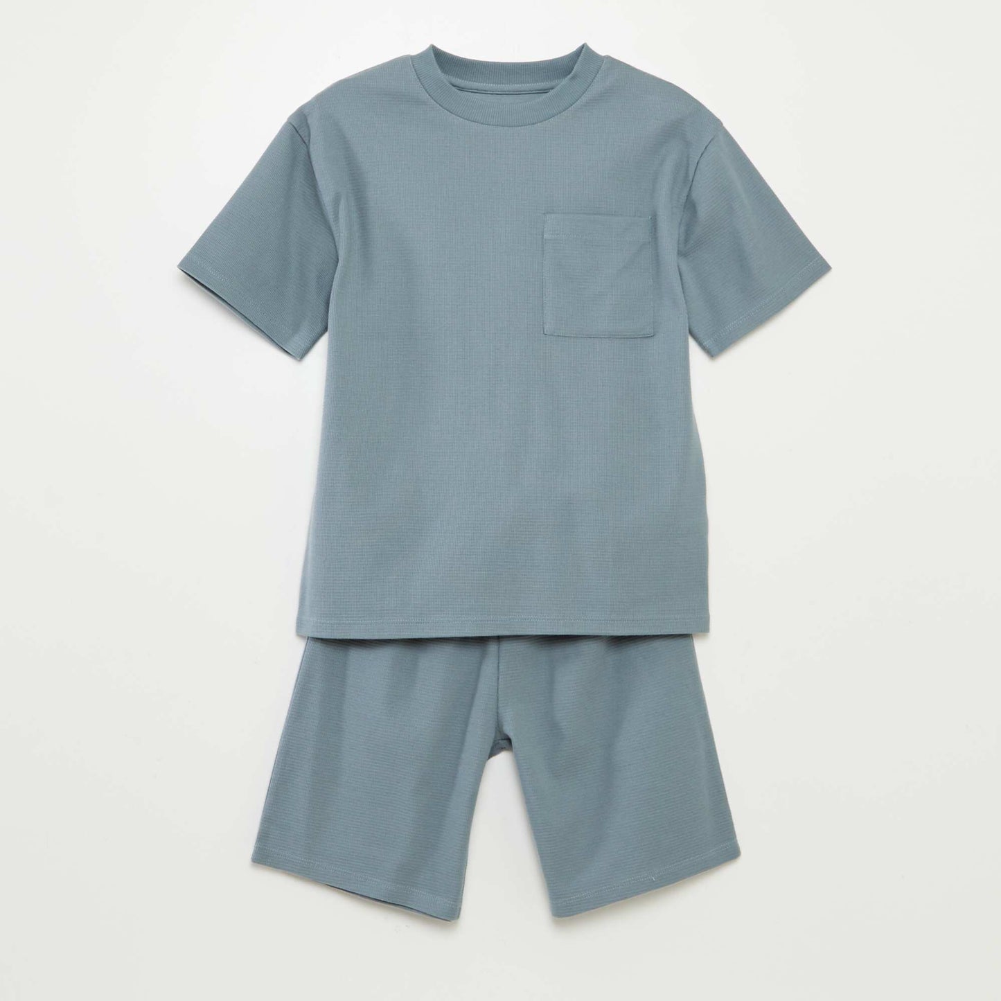 Ensemble pyjama court matière gaufrée - 2 pièces BLEU