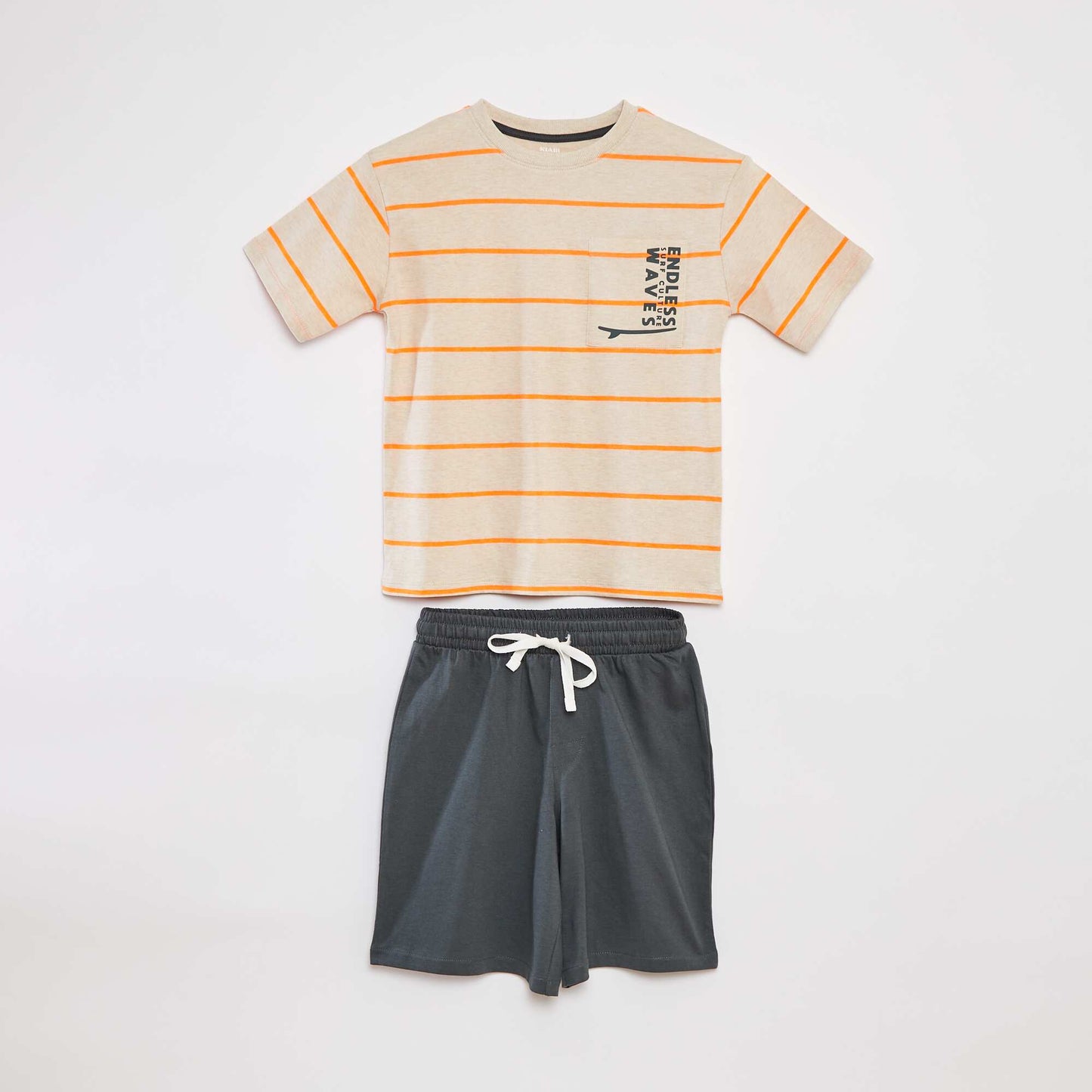 Pyjama short 2 pièces - tee-shirt imprimé + short BEIGE