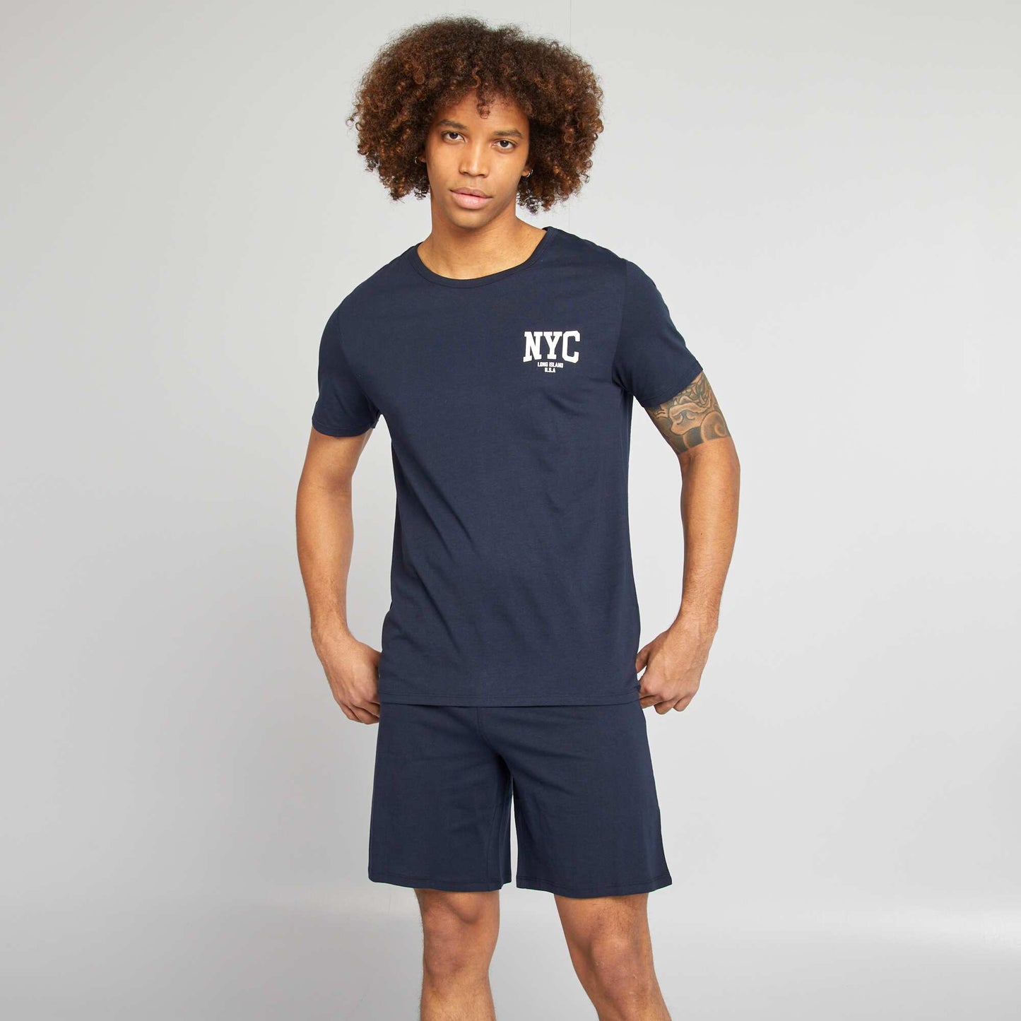 Pyjama court short + t-shirt - 2 pièces MARINE