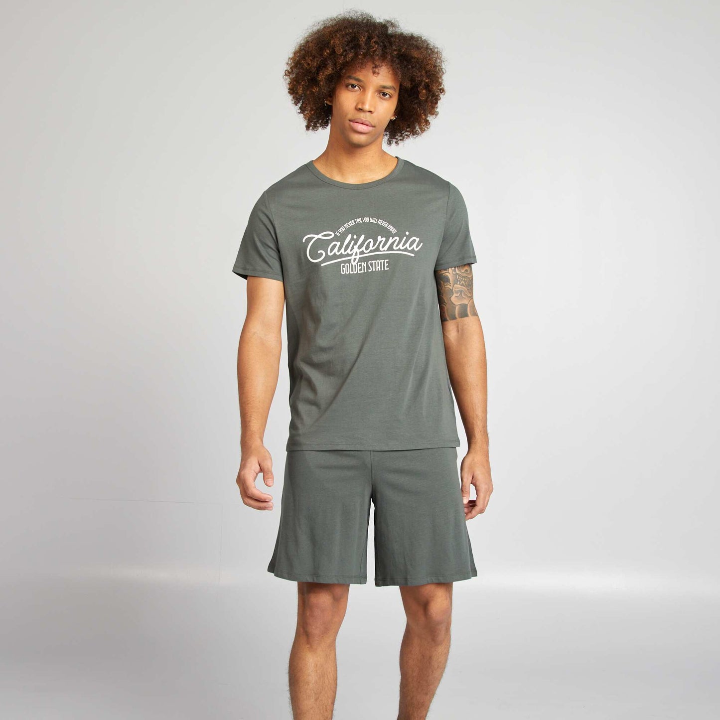Pyjama court short + t-shirt - 2 pièces VERT