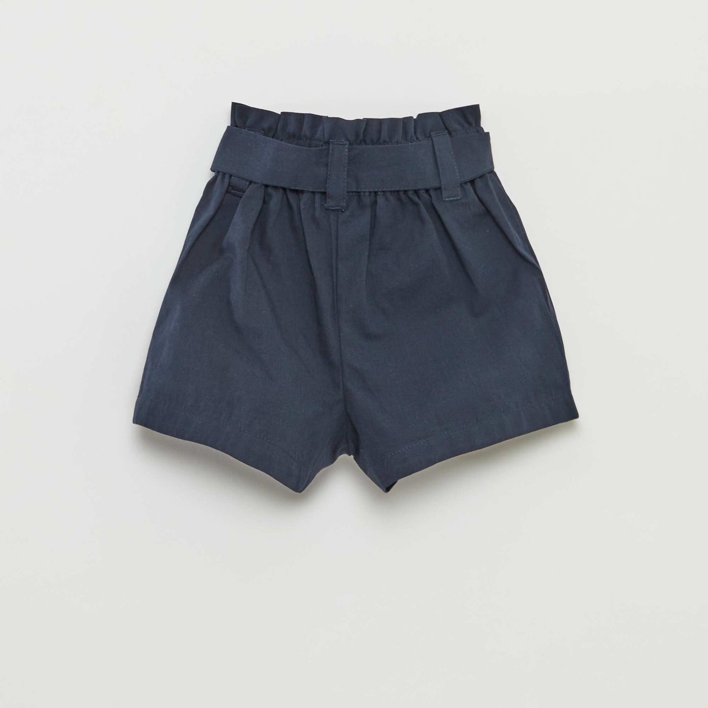 Short en popeline avec ceinture BLEU