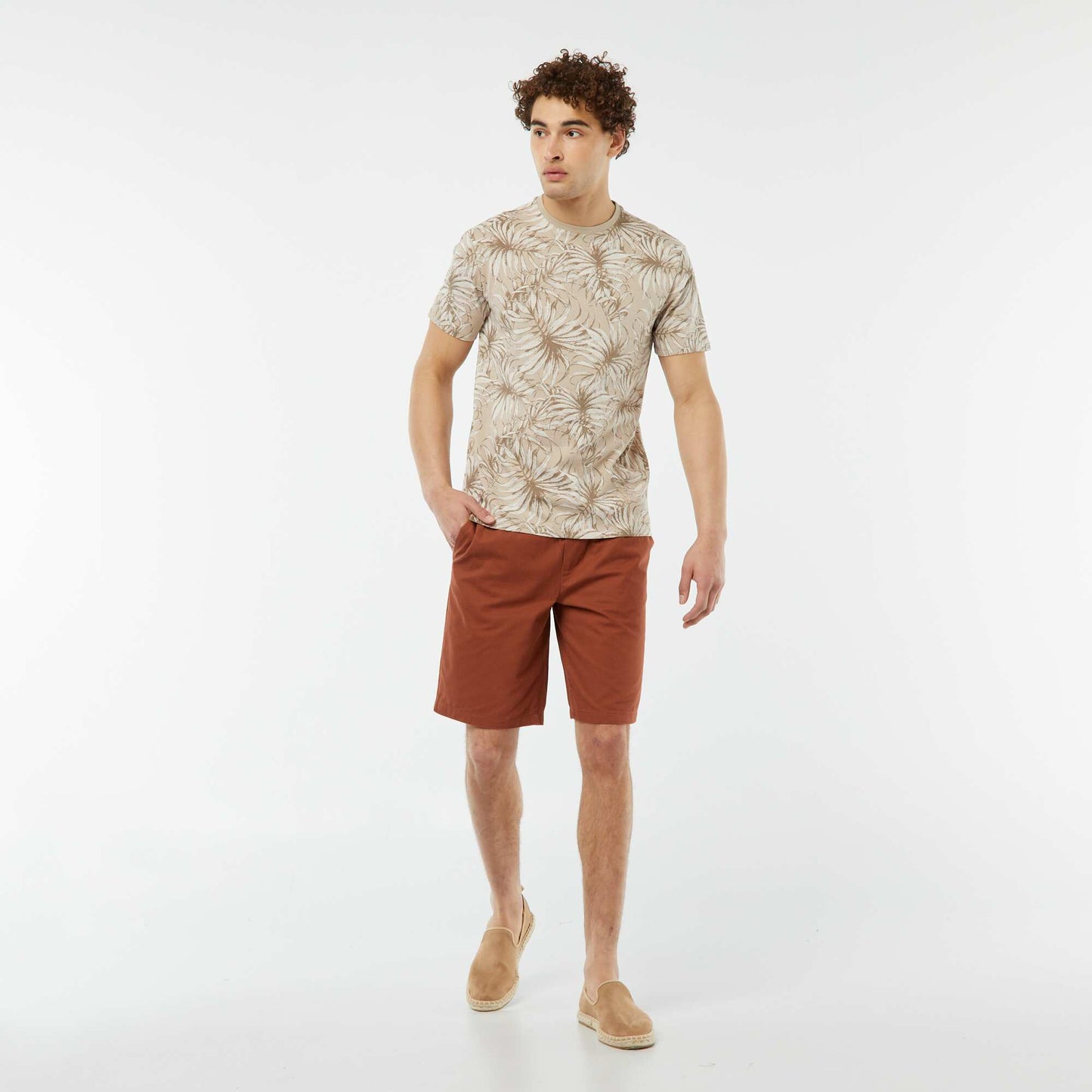 T-shirt imprimé manches courtes BEIGE