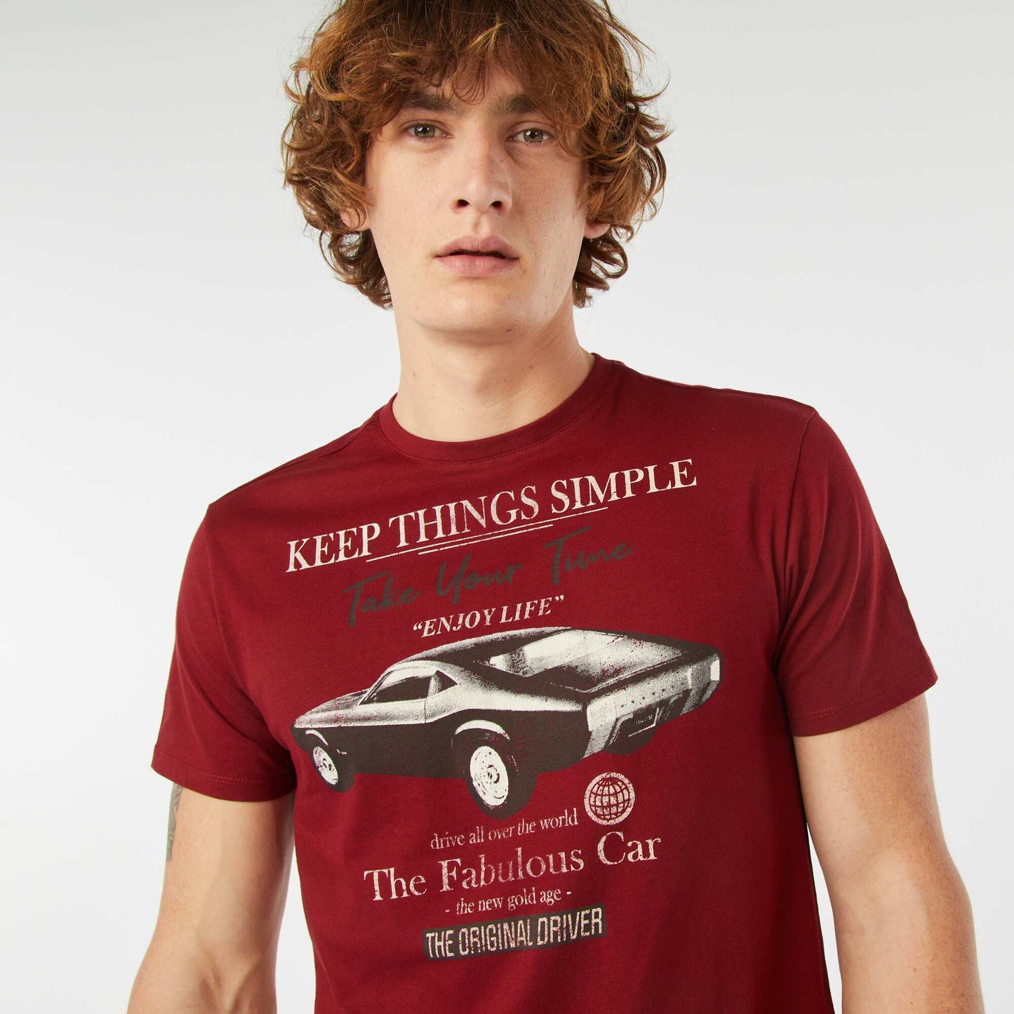 T-shirt imprimé manches courtes ROUGE