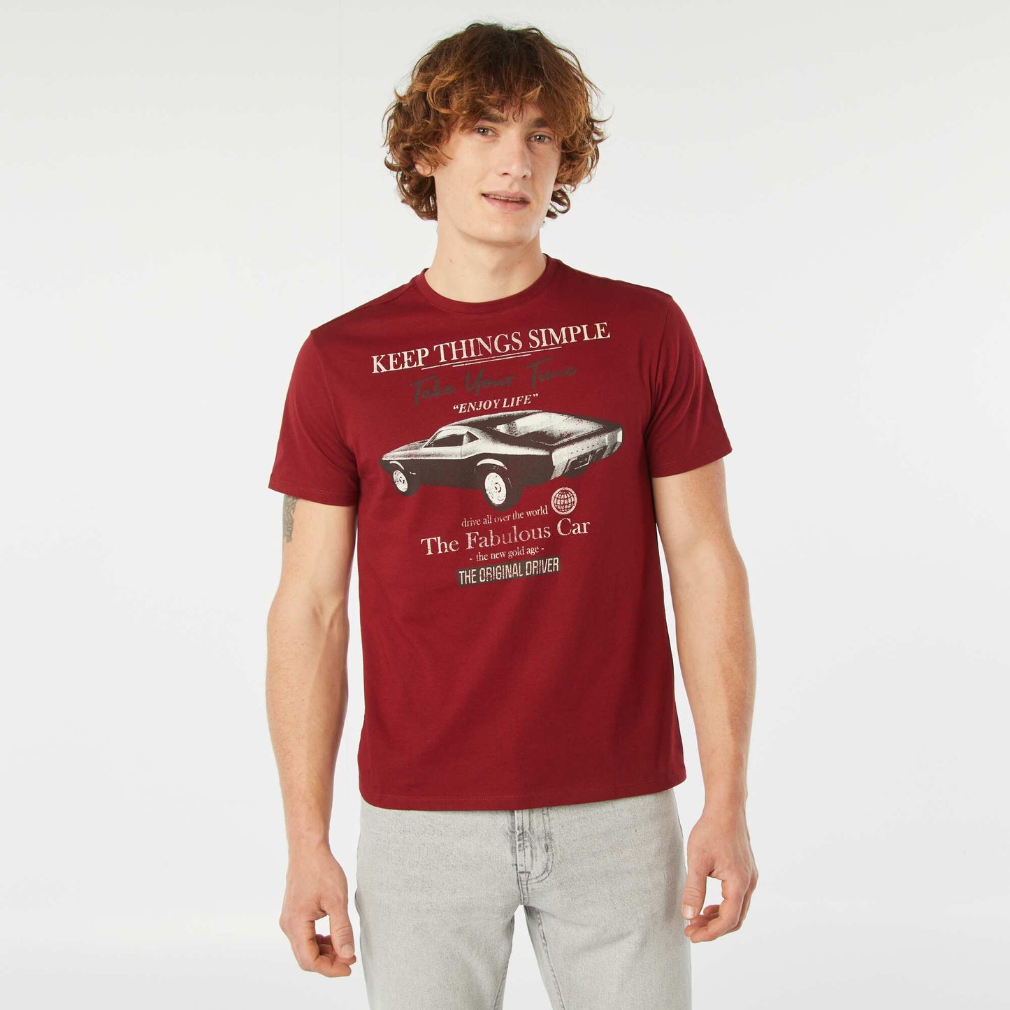 T-shirt imprimé manches courtes ROUGE