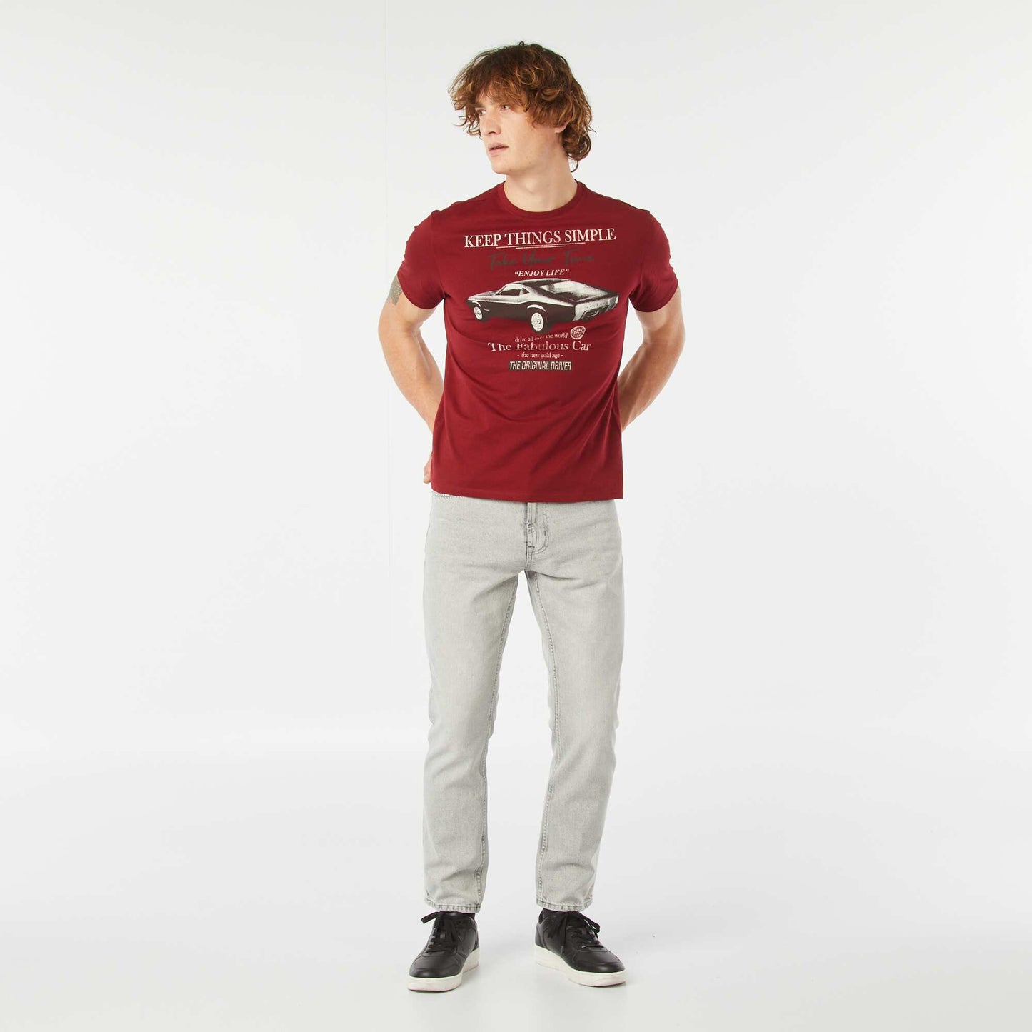 T-shirt imprimé manches courtes ROUGE