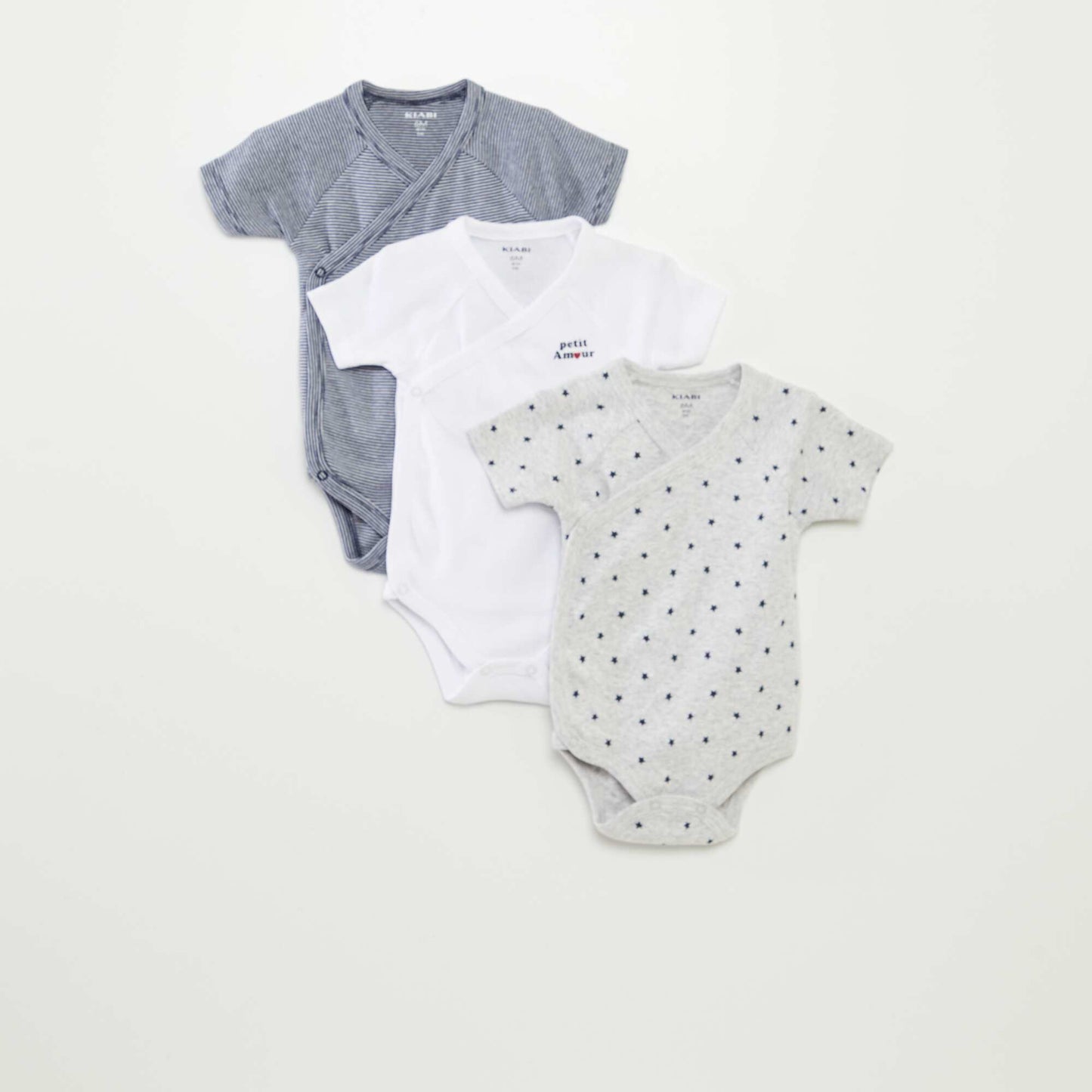 Lot de 3 bodies avec col croisé GRIS