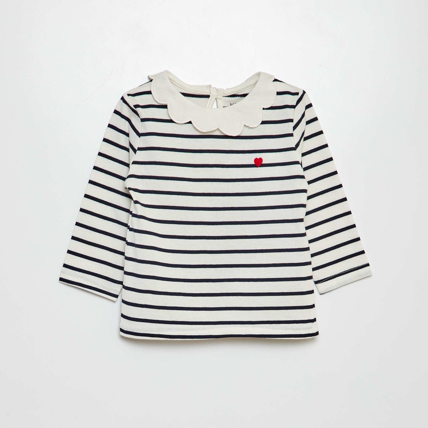 T-shirt avec collerette Blanc/bleu