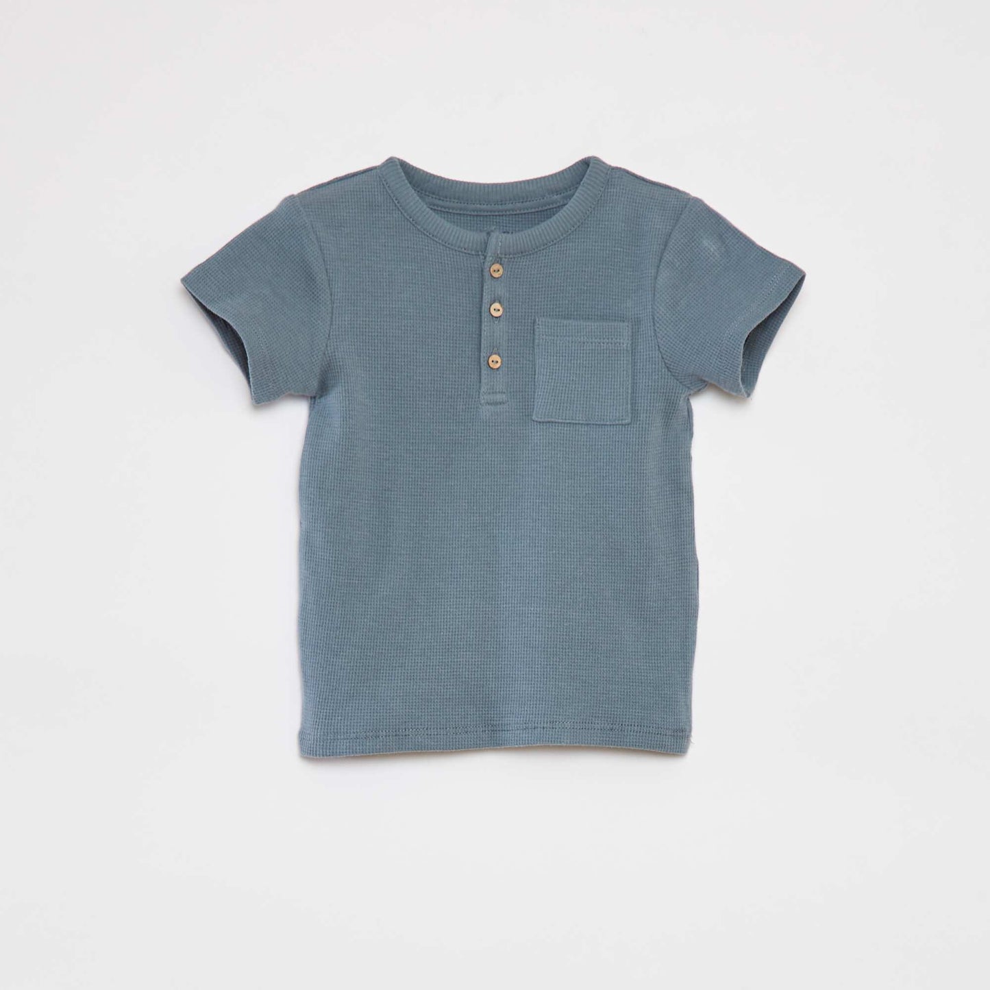 Ensemble pyjama court t-shirt + short en maille gaufrée - 2 pièces BLEU