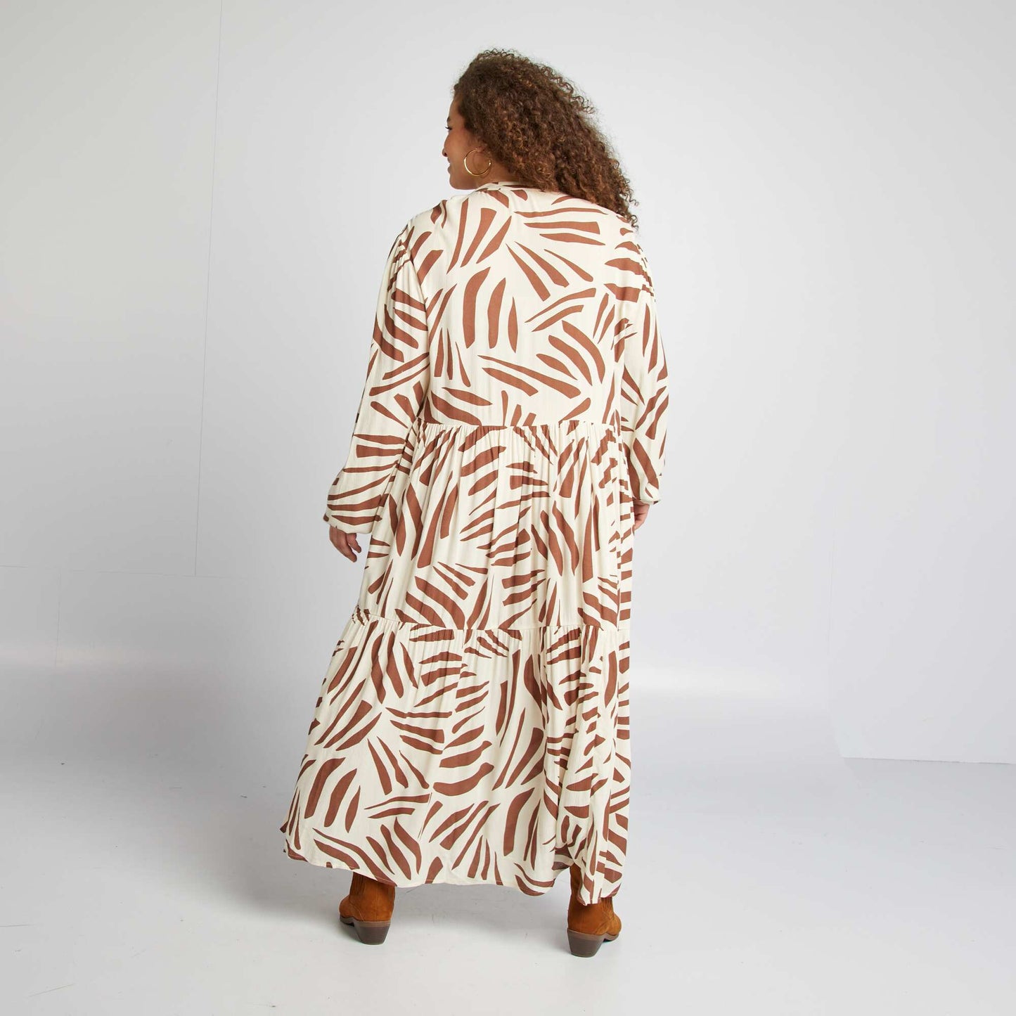Robe longue à motif BEIGE