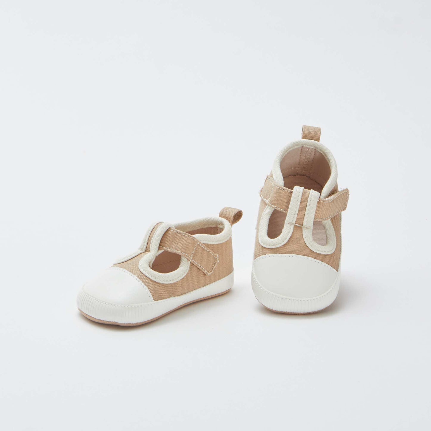 Chaussons esprit baskets en toile BEIGE